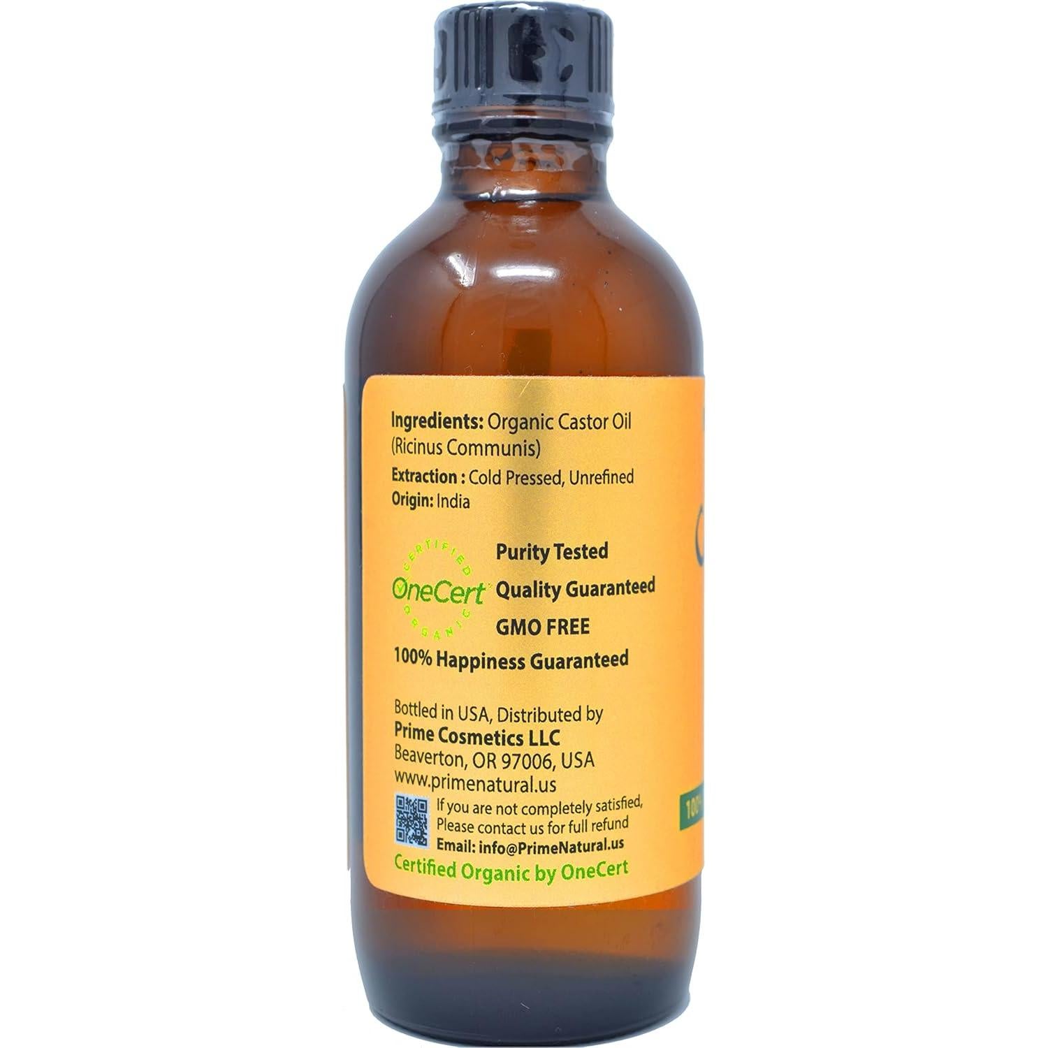 Aceite de Ricino Orgánico Prime Natural 120ml - Estimula Pestañas y Cabello