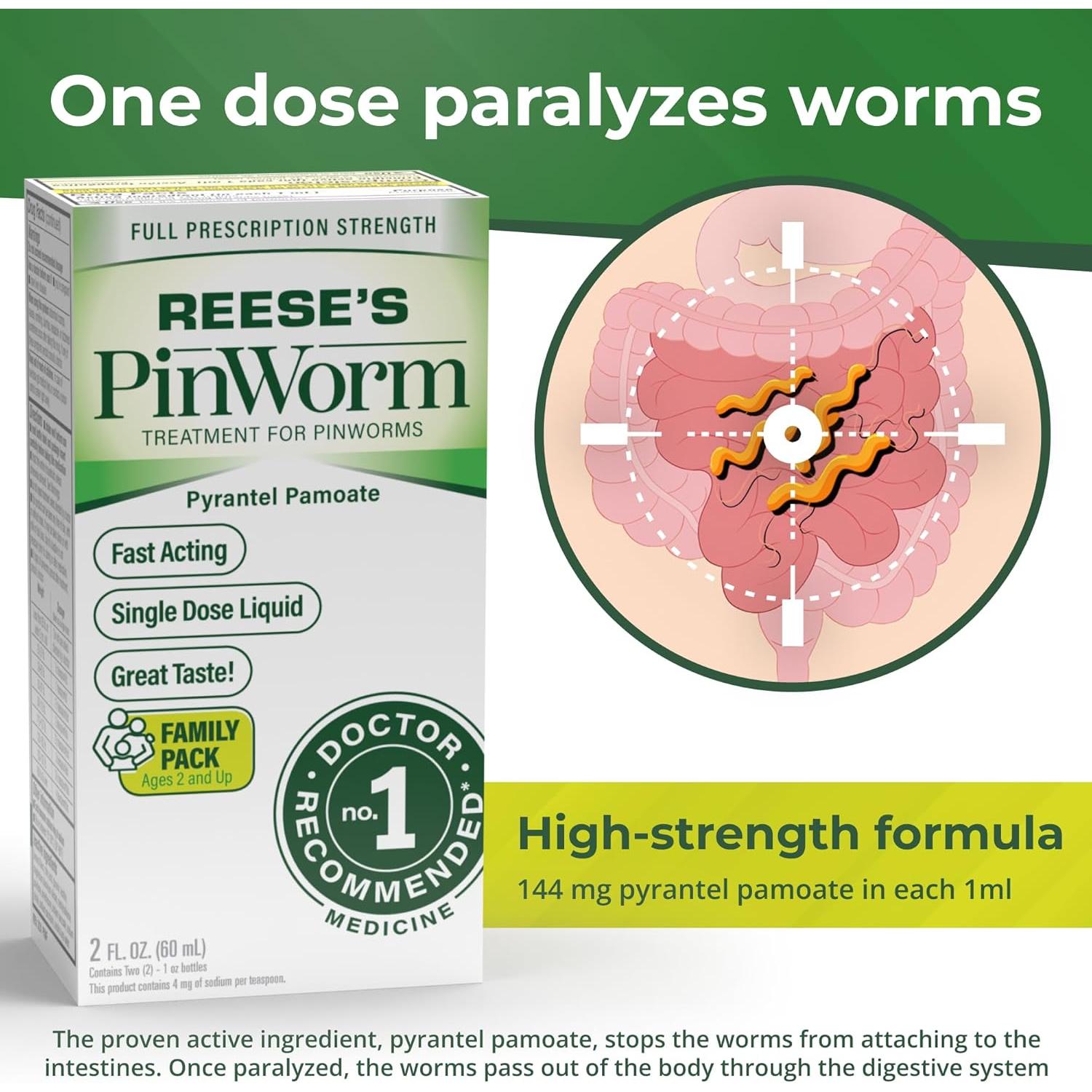 Medicamento para Oxiuros REESE'S Líquido 3x1 Oz Sabor Plátano