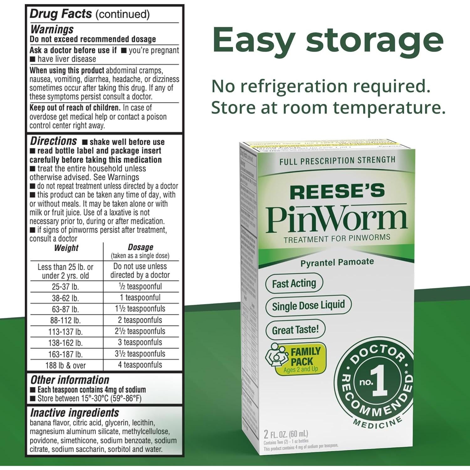 Medicamento para Oxiuros REESE'S Líquido 3x1 Oz Sabor Plátano