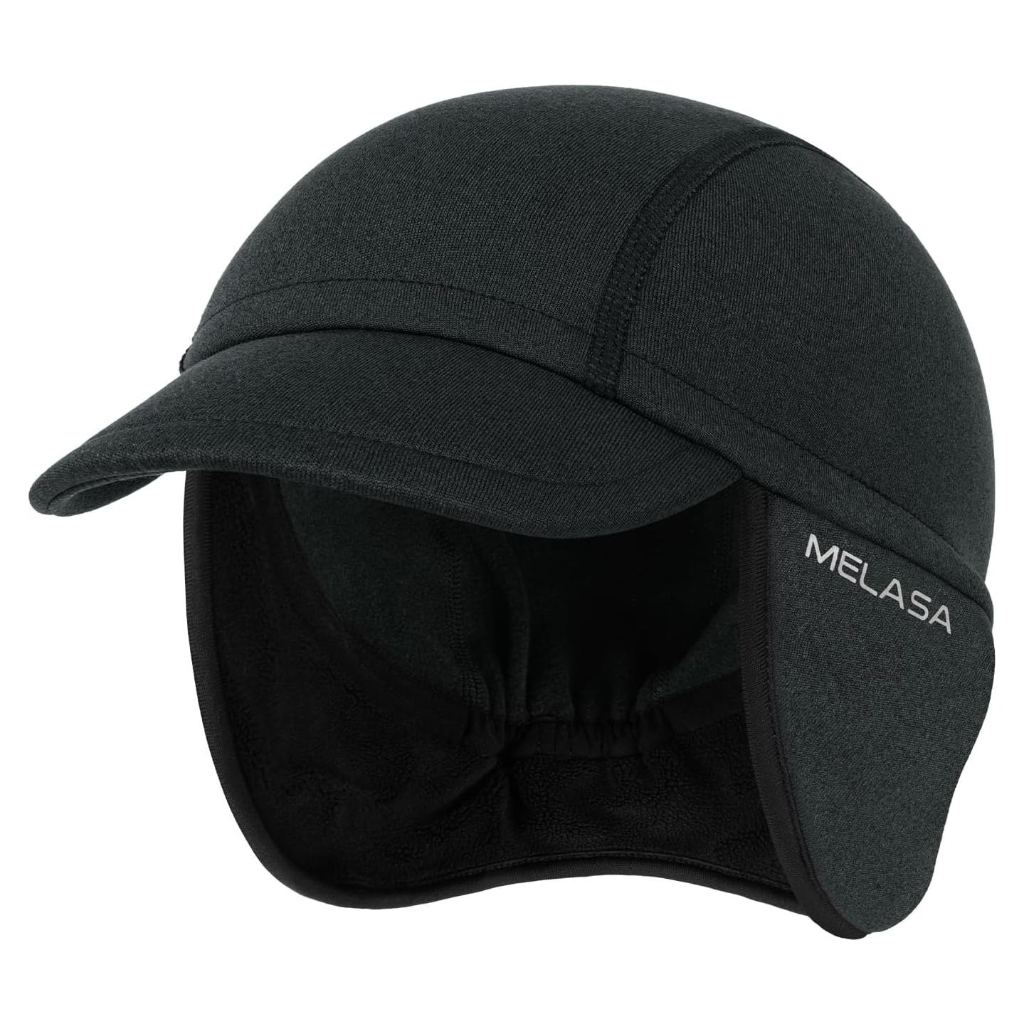 Gorro de Ciclismo MELASA de Forro Polar Negro para Invierno