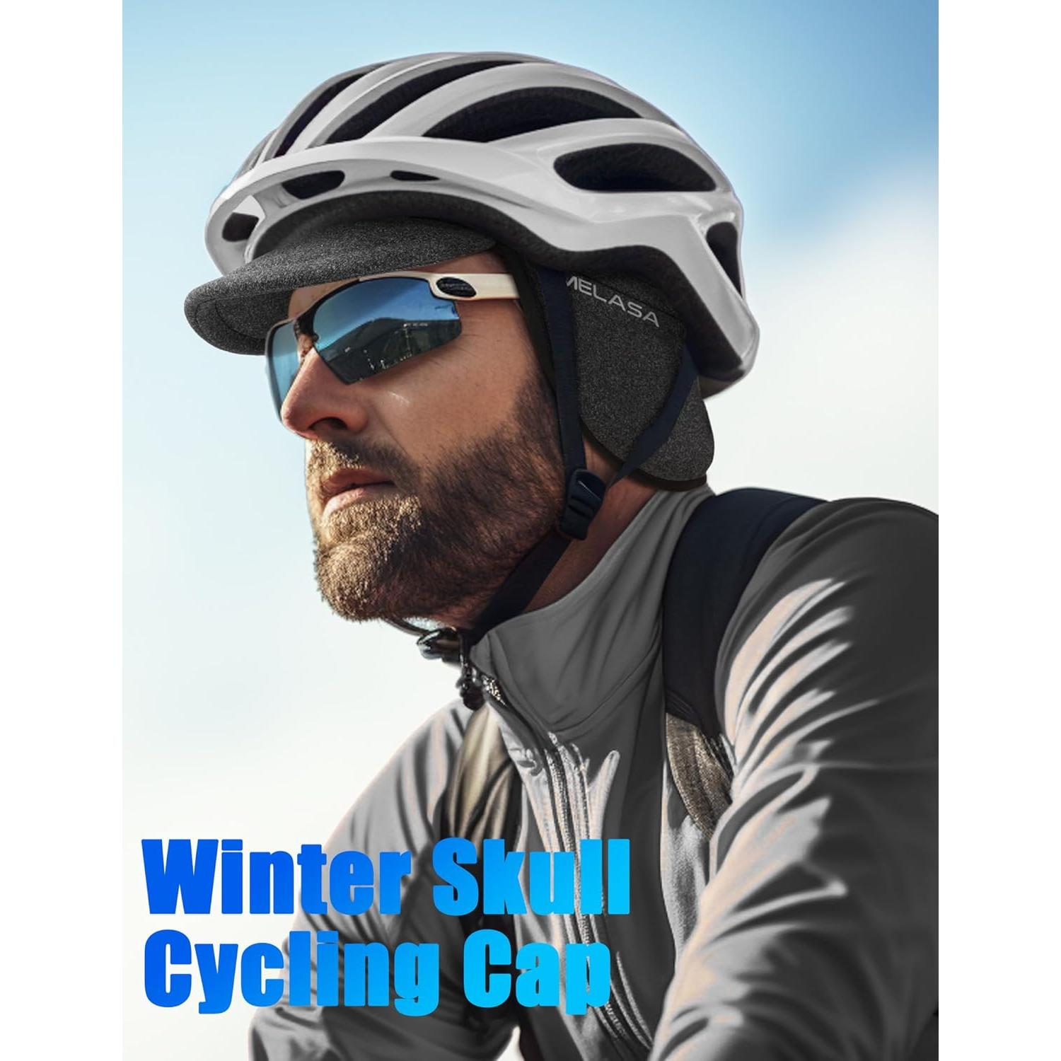 Gorro de Ciclismo MELASA de Forro Polar Negro para Invierno