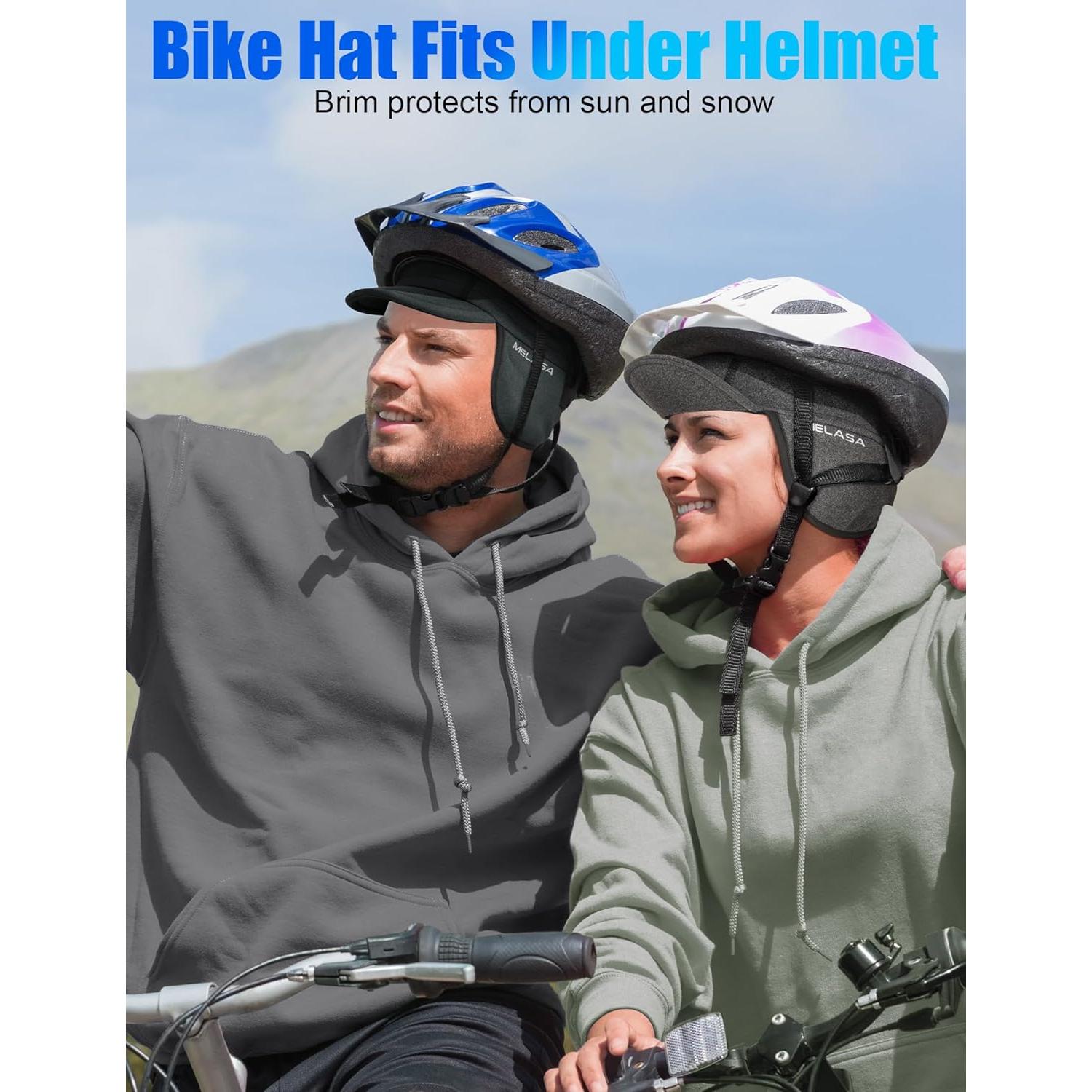 Gorro de Ciclismo MELASA de Forro Polar Negro para Invierno