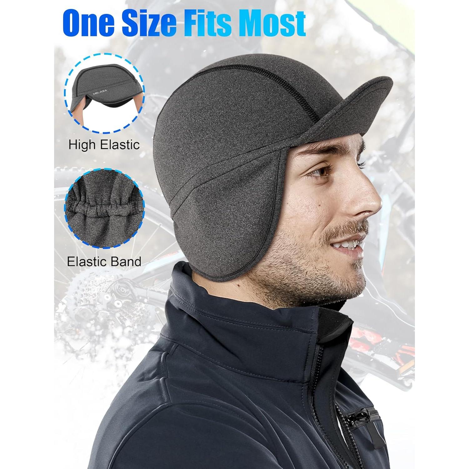 Gorro de Ciclismo MELASA de Forro Polar Negro para Invierno