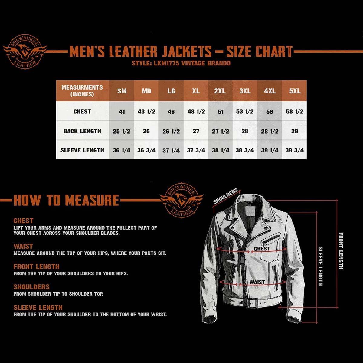 Chaqueta de Cuero para Hombre Milwaukee Leather LKM1775 Negra