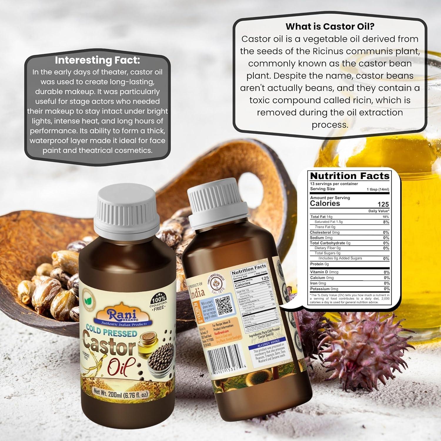 Aceite de Ricino Rani 200ml Prensado en Frío 100% Natural