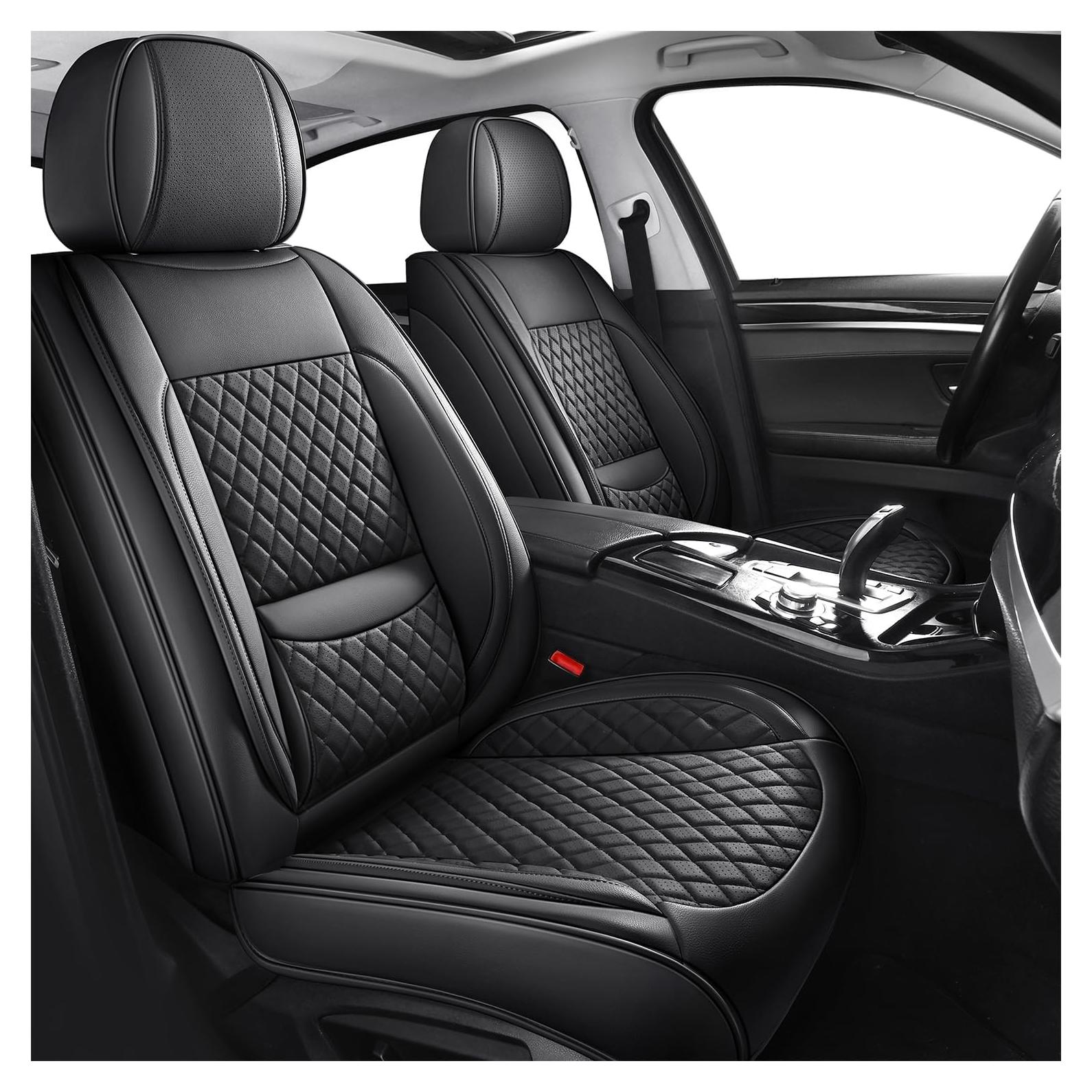 Fundas de Asiento Delantero MIROZO 2PCS Cuero Negro Universal