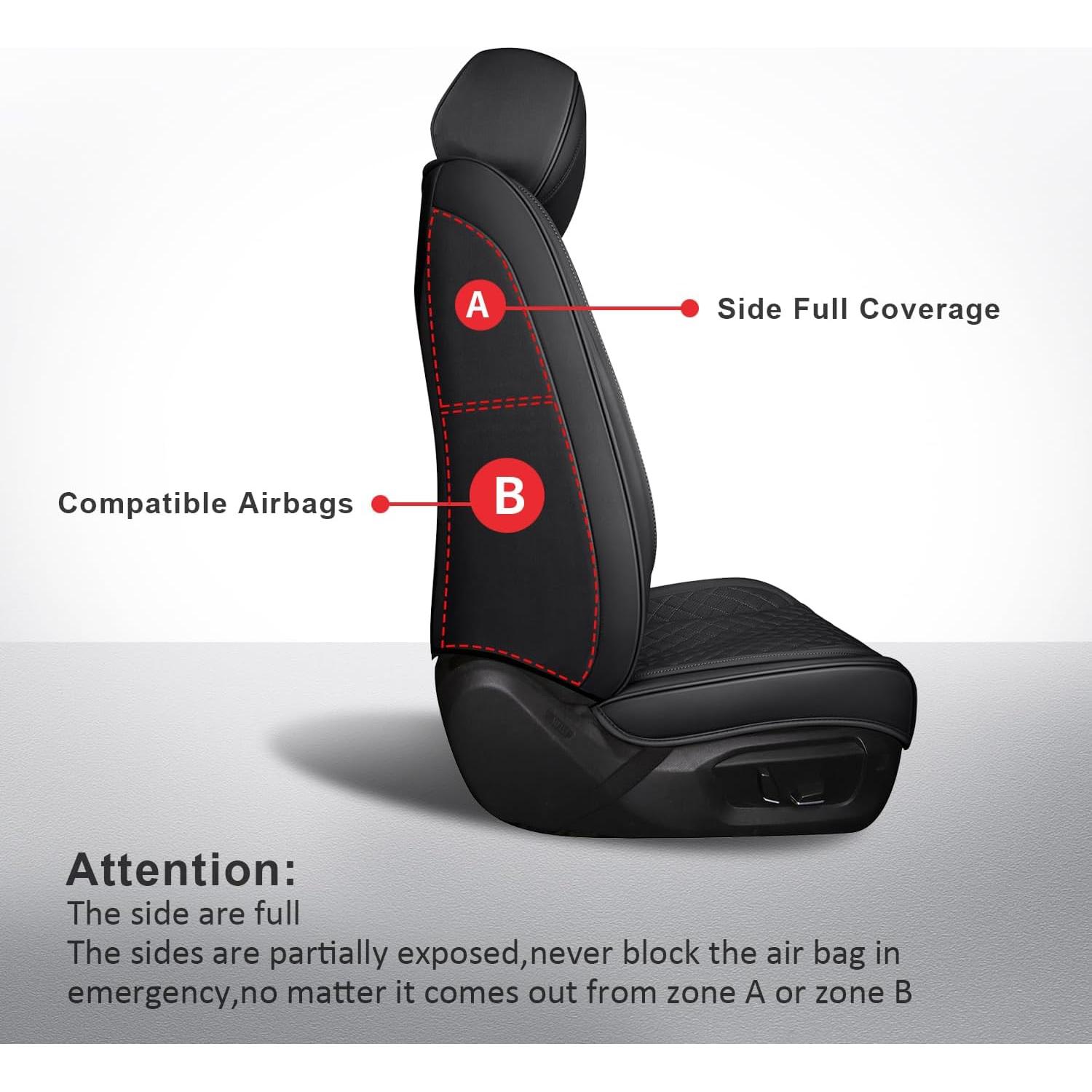 Fundas de Asiento Delantero MIROZO 2PCS Cuero Negro Universal