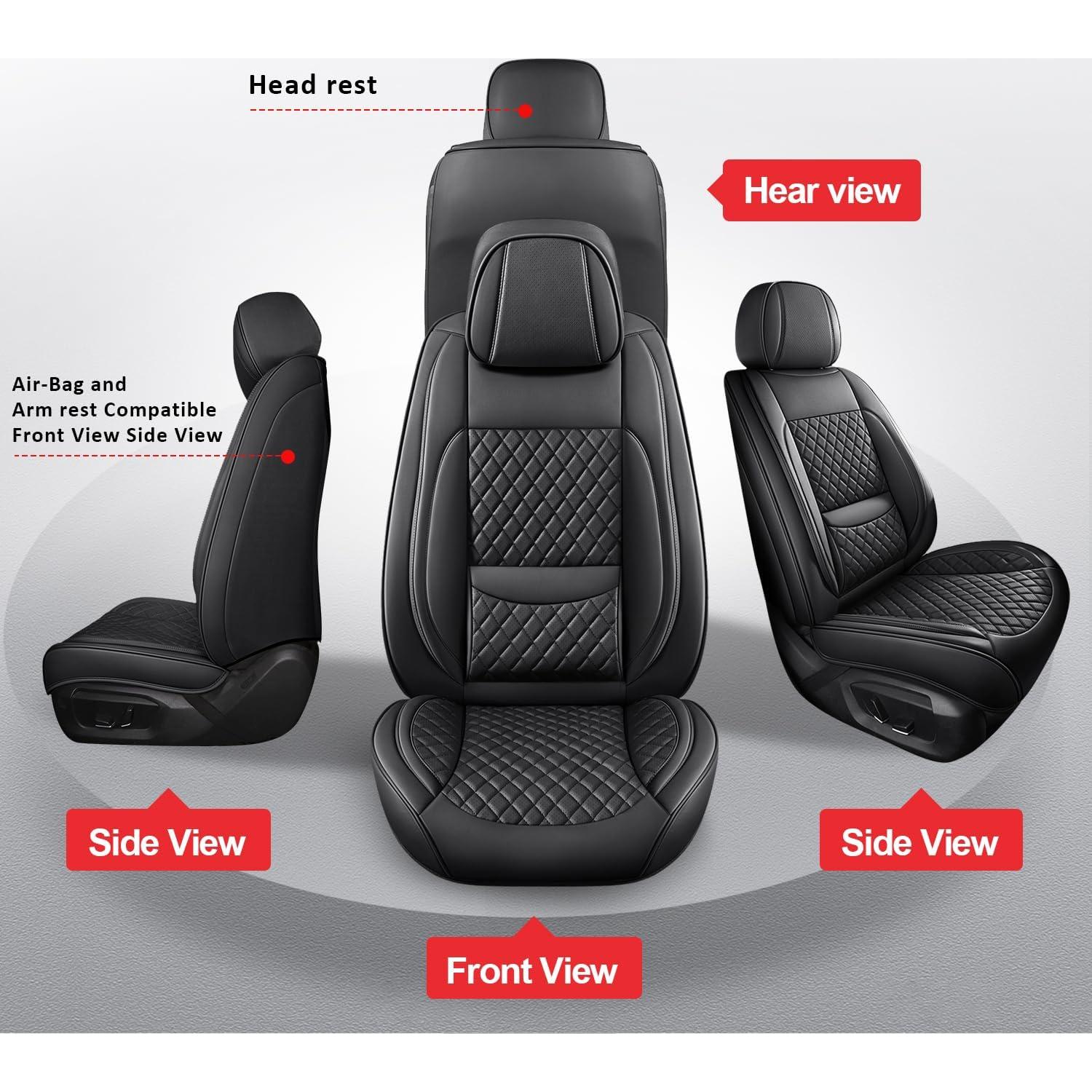 Fundas de Asiento Delantero MIROZO 2PCS Cuero Negro Universal