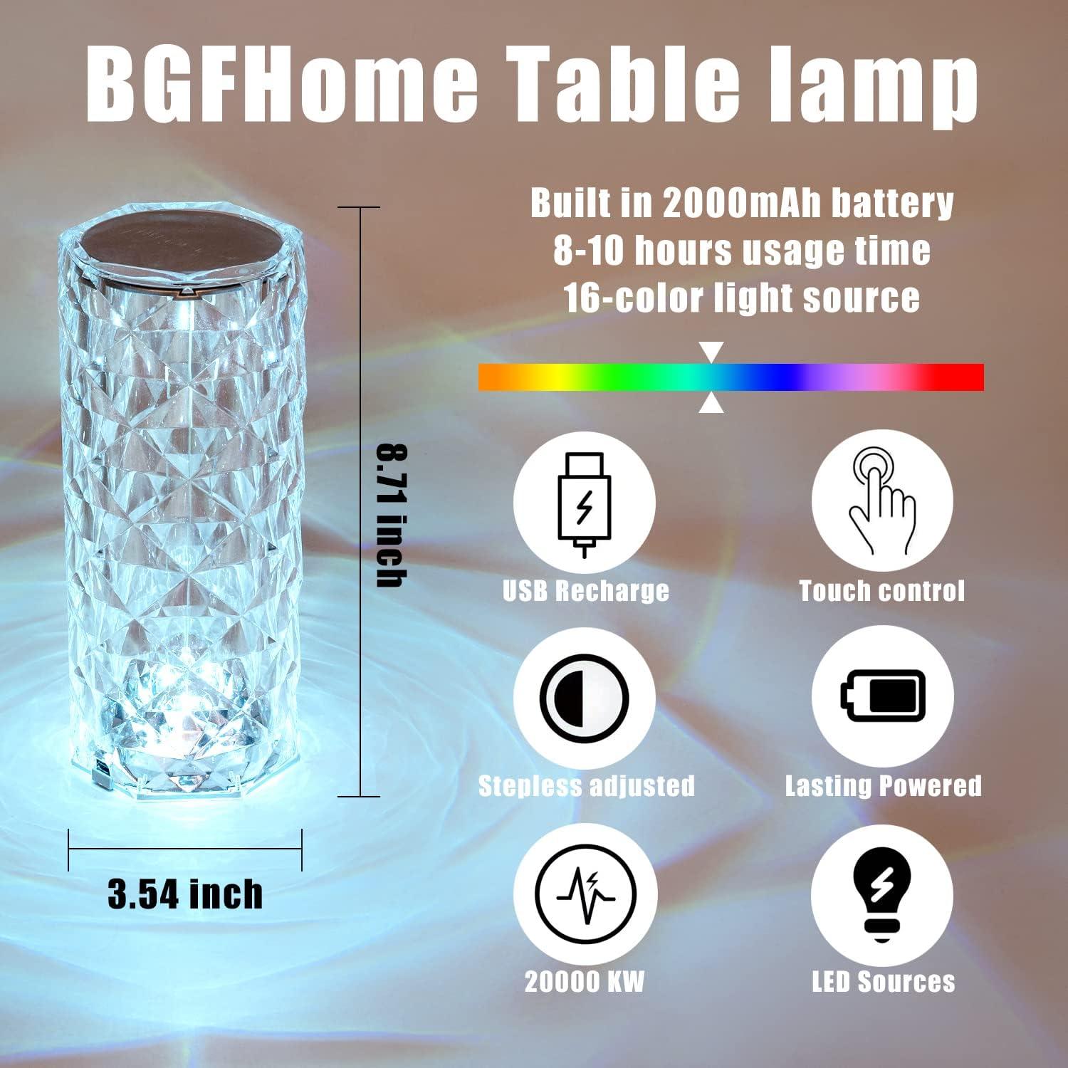 Lámpara de Mesa RGB BGFHome 22.1 cm Paquete de 2 Táctil