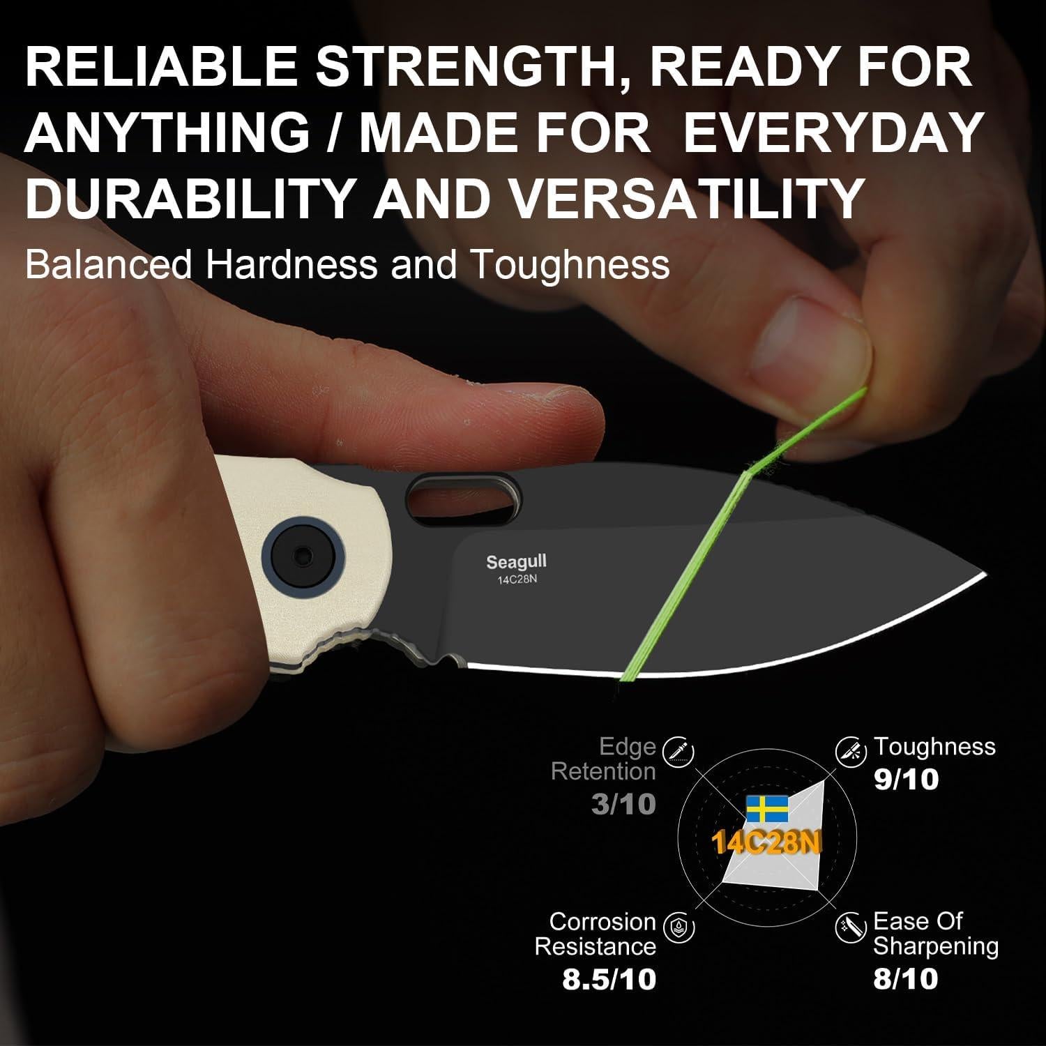 Cuchillo de bolsillo Kizer Seagull EDC 7.47 cm Aluminio Plegable