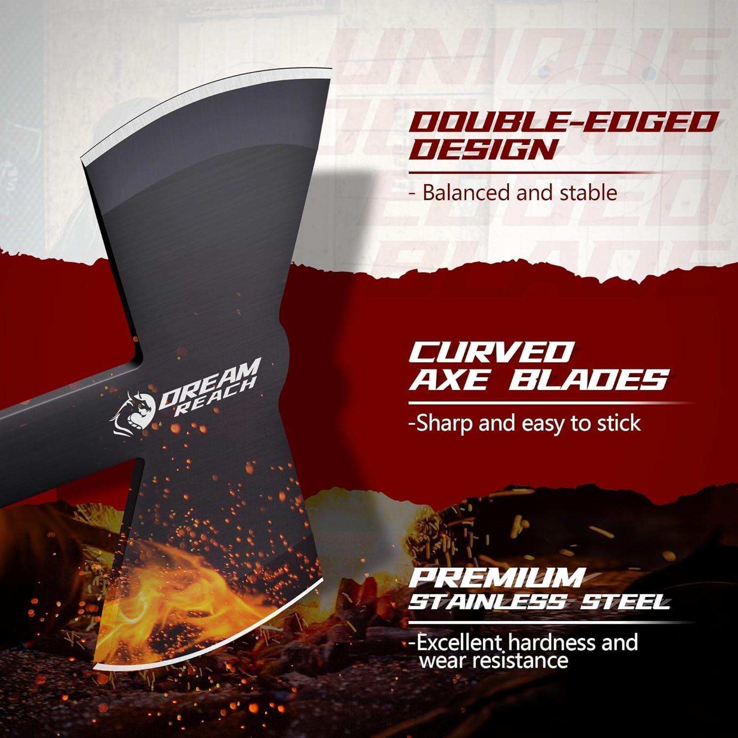 Juego de Hachas de Lanzamiento Dream Reach 3PCS Doble Cara
