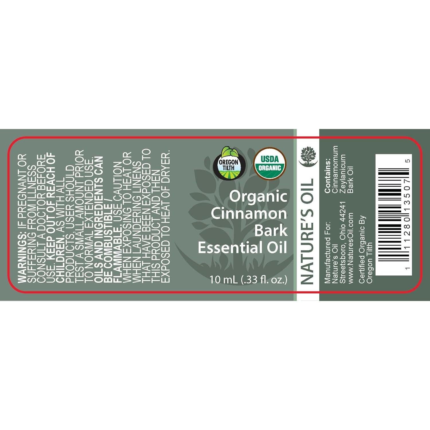 Aceite Esencial de Corteza de Canela Orgánico Nature's Oil 10ml