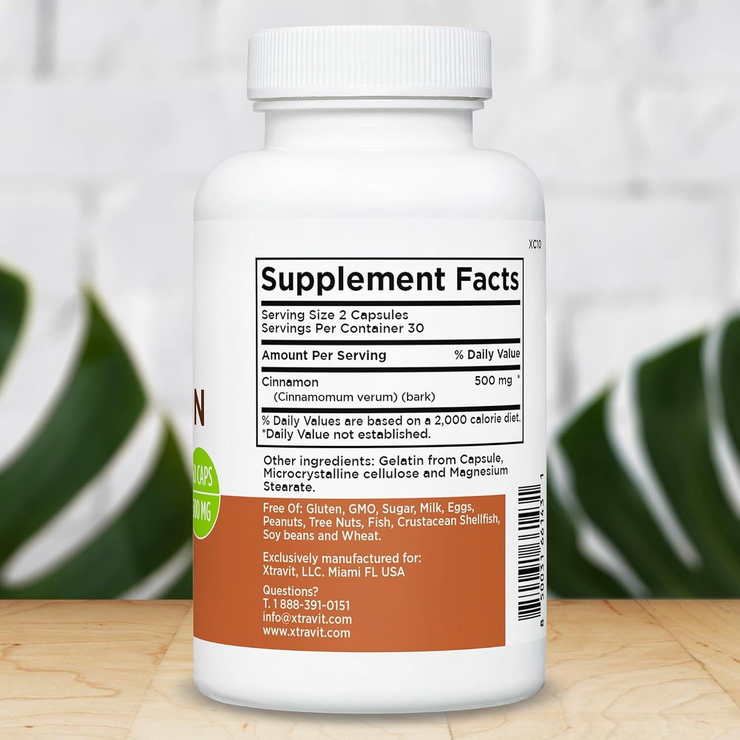 Suplemento de Corteza de Canela Xtravit - 60 Cápsulas - Energía Natural y Metabolismo