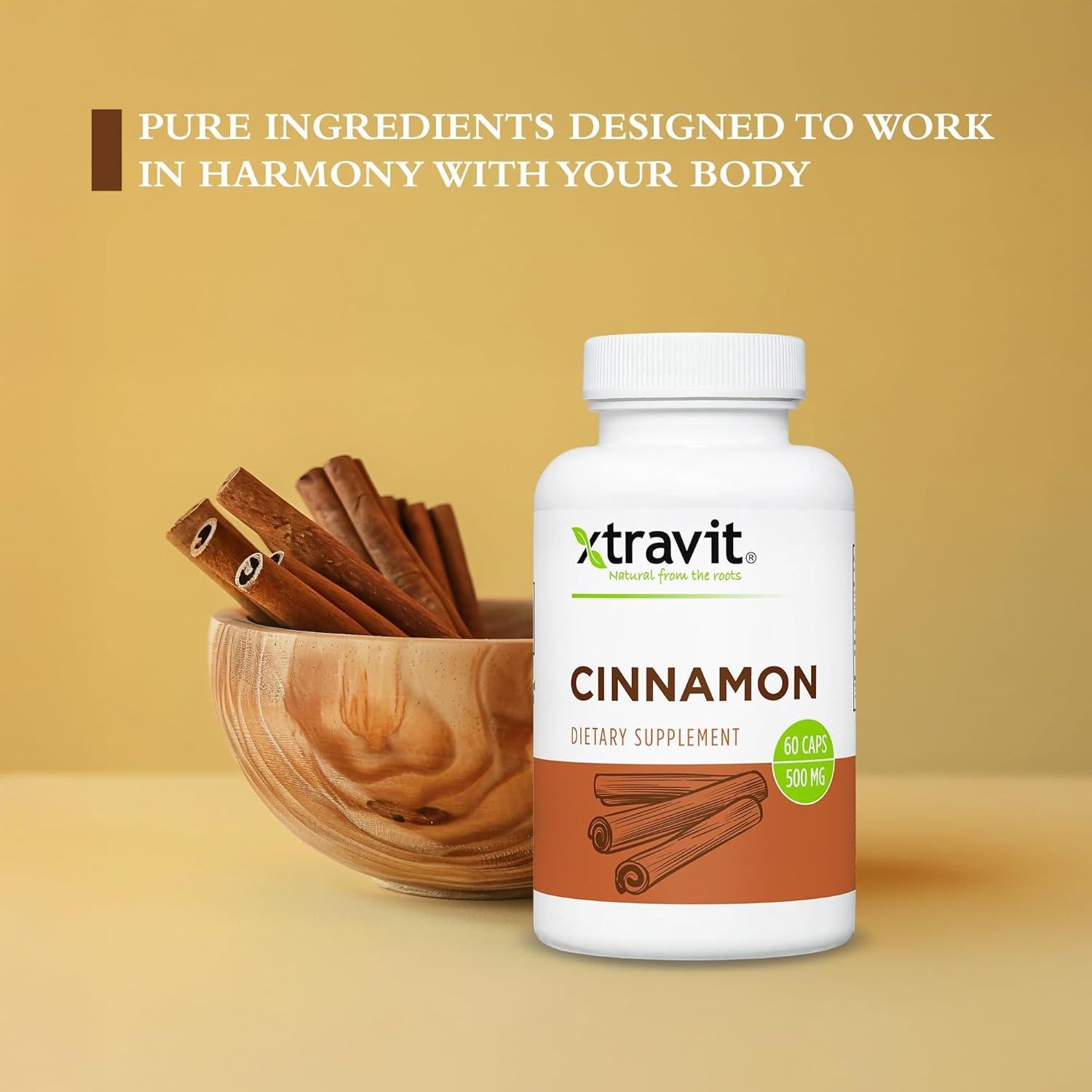 Suplemento de Corteza de Canela Xtravit - 60 Cápsulas - Energía Natural y Metabolismo
