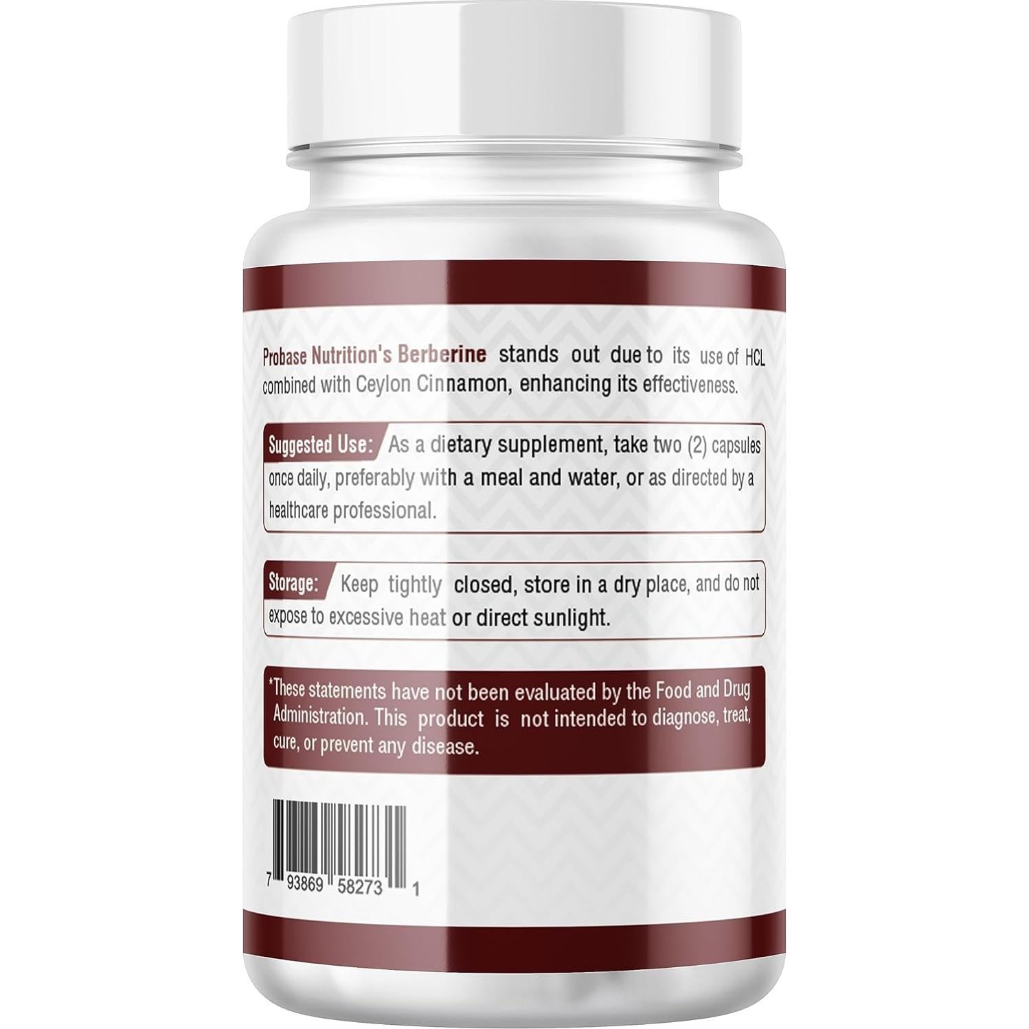 Suplemento de Berberina Probase Nutrition 1200mg - 120 Cápsulas Veganas