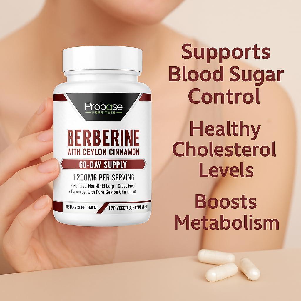 Suplemento de Berberina Probase Nutrition 1200mg - 120 Cápsulas Veganas