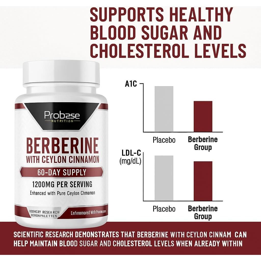 Suplemento de Berberina Probase Nutrition 1200mg - 120 Cápsulas Veganas