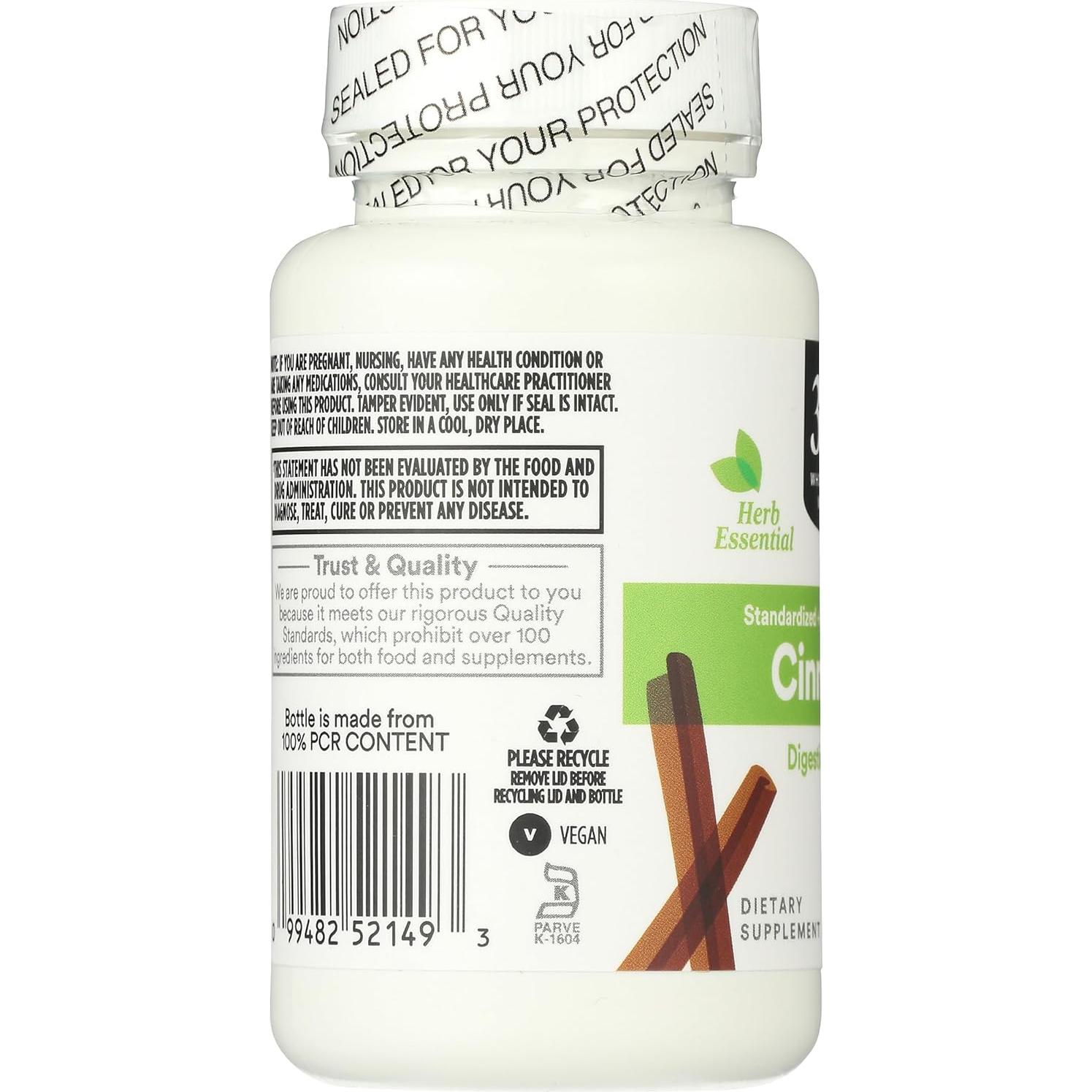 Suplemento de Canela 365 Whole Foods 60 Cápsulas Veganas