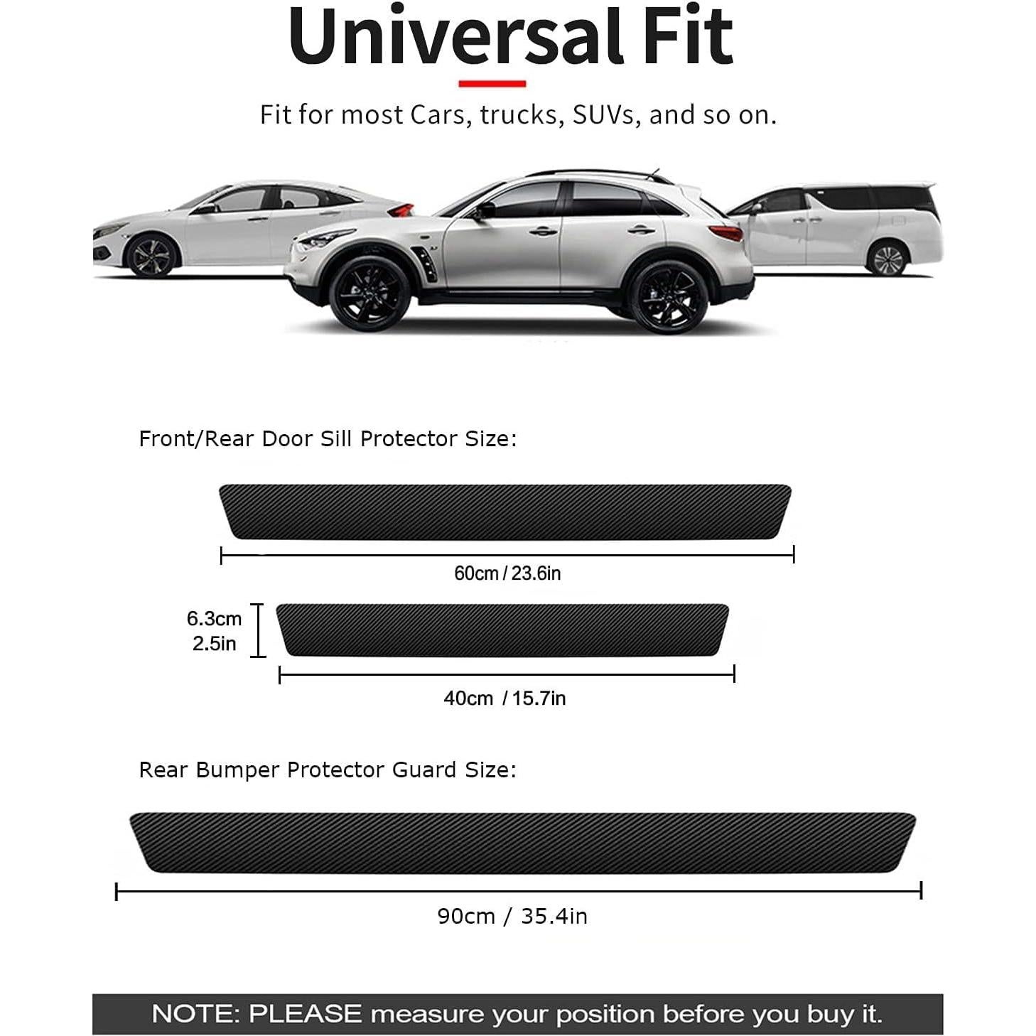 Protectores de umbral de puerta HOCHESLO fibra carbono 5 piezas