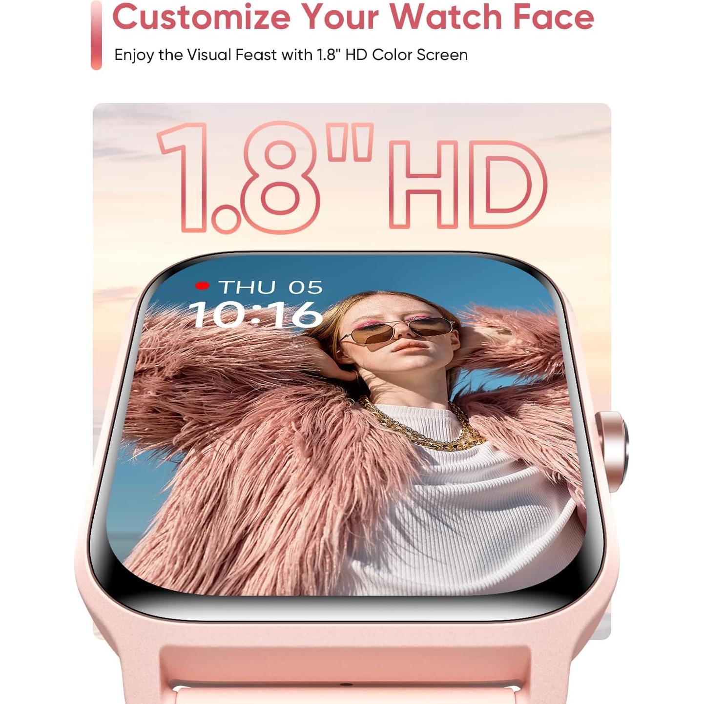 Reloj Inteligente Fitpolo Rosa 1.8" HD Bluetooth IP68