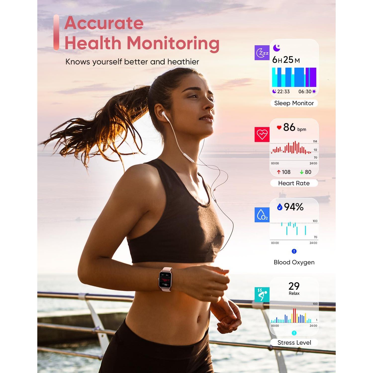 Reloj Inteligente Fitpolo Rosa 1.8" HD Bluetooth IP68