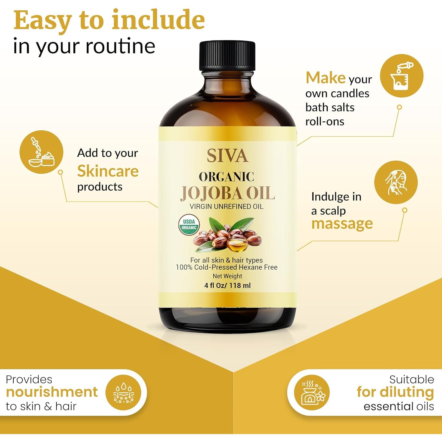 Aceite de Jojoba Orgánico Siva 118ml Prensado en Frío