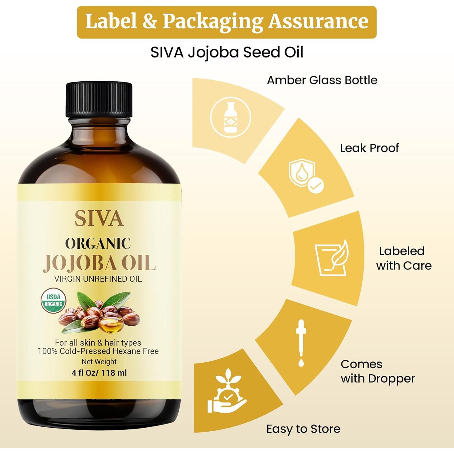 Aceite de Jojoba Orgánico Siva 118ml Prensado en Frío