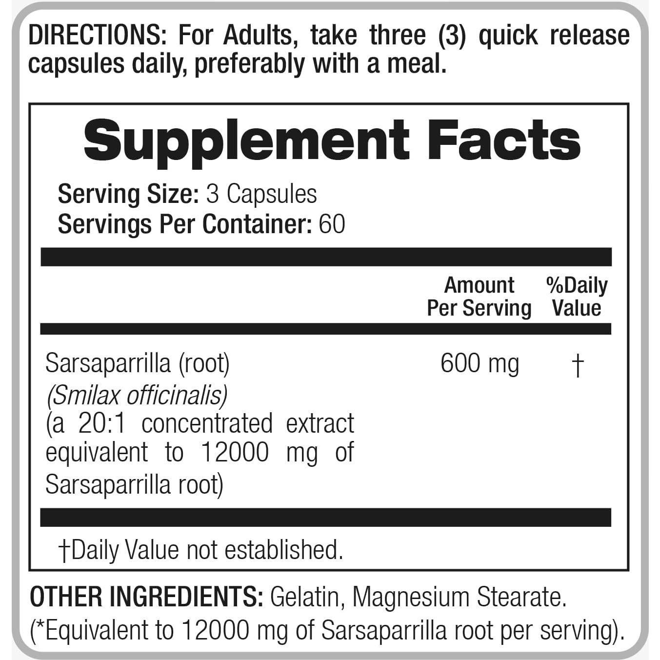 Cápsulas de Sarsaparilla FITO MEDIC'S 180 Unidades 600 mg