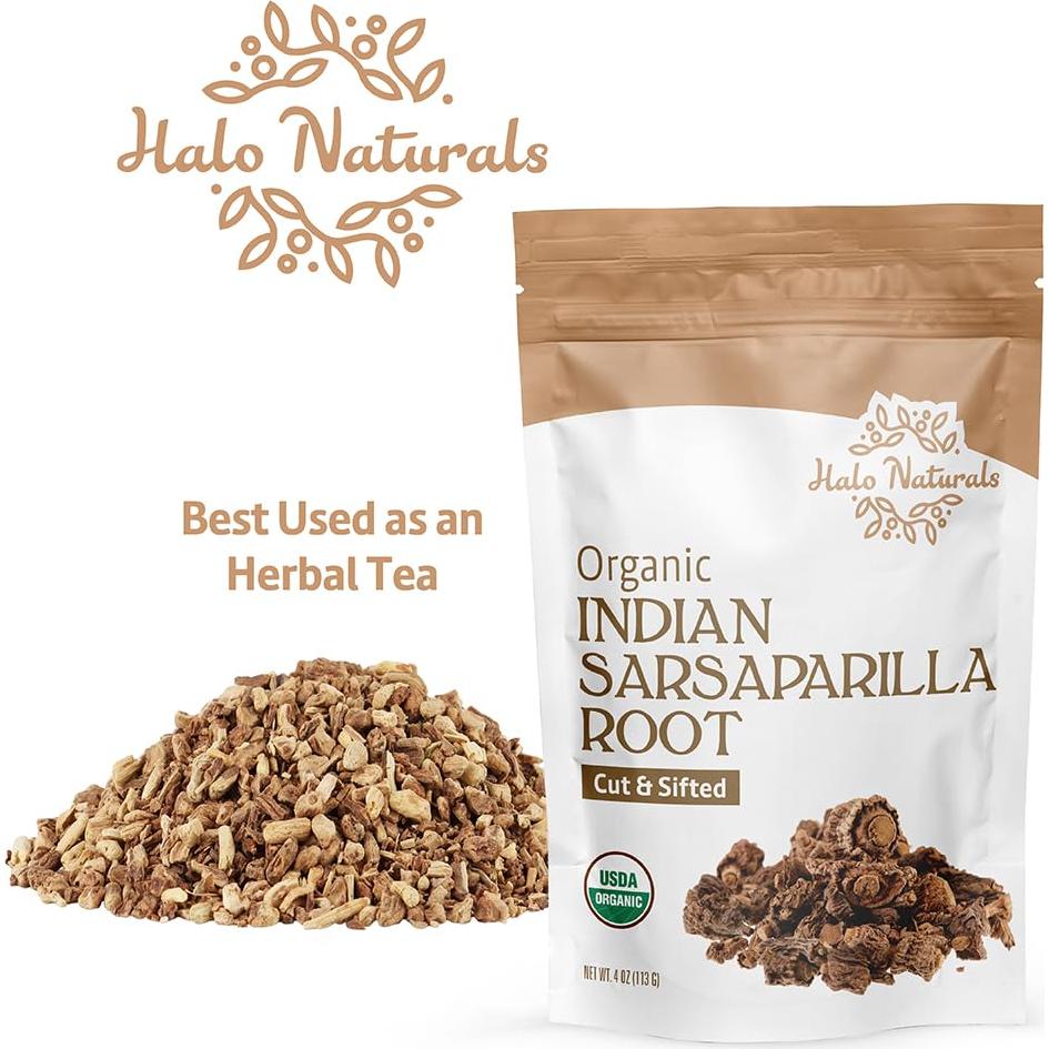 Raíz de Sarsaparilla Orgánica Halo Naturals 113g Certificada USDA