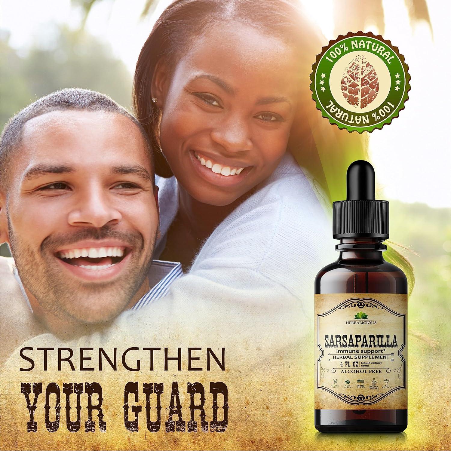 Extracto Líquido de Sarsaparilla Herbalicious 120ml - Sin Alcohol, Sin OGM