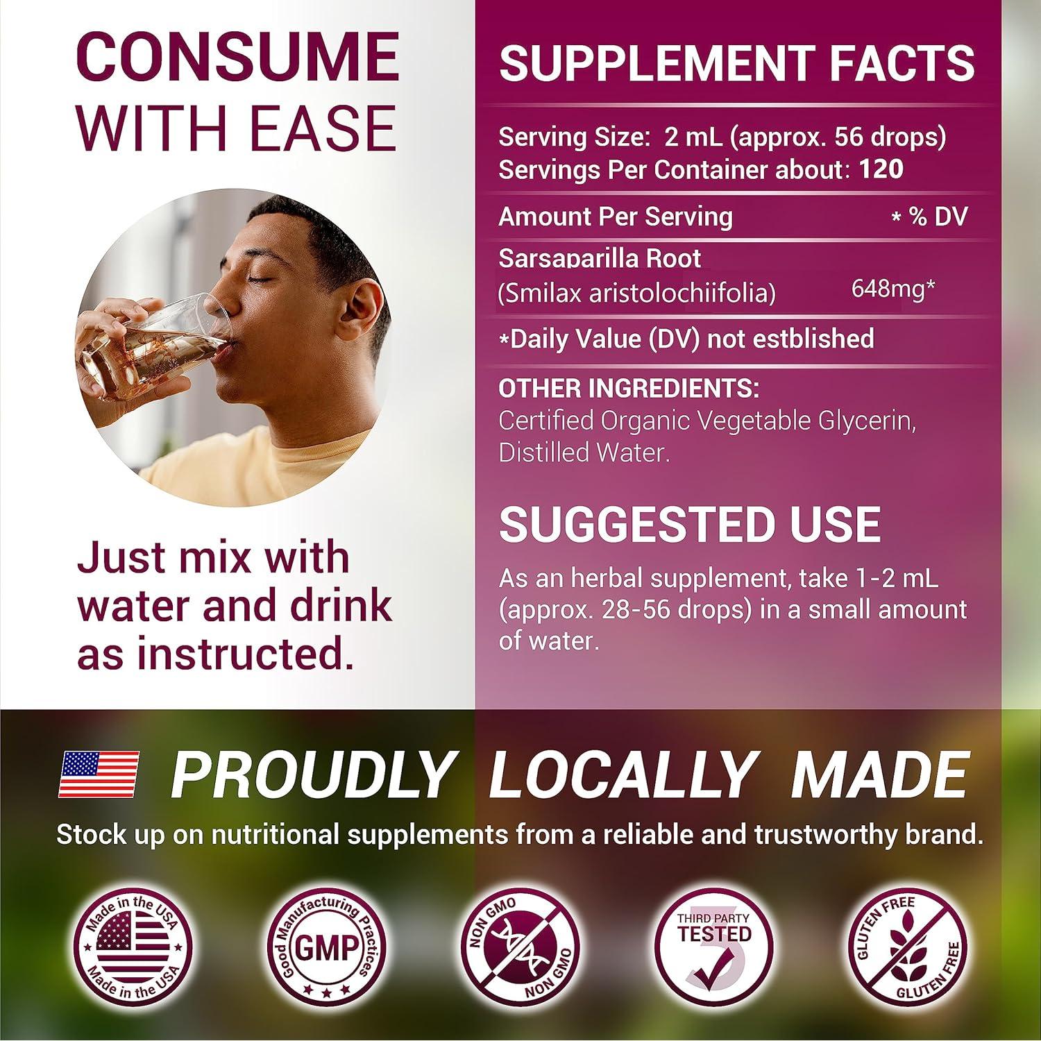 Extracto Líquido de Sarsaparilla Herbalicious 120ml - Sin Alcohol, Sin OGM