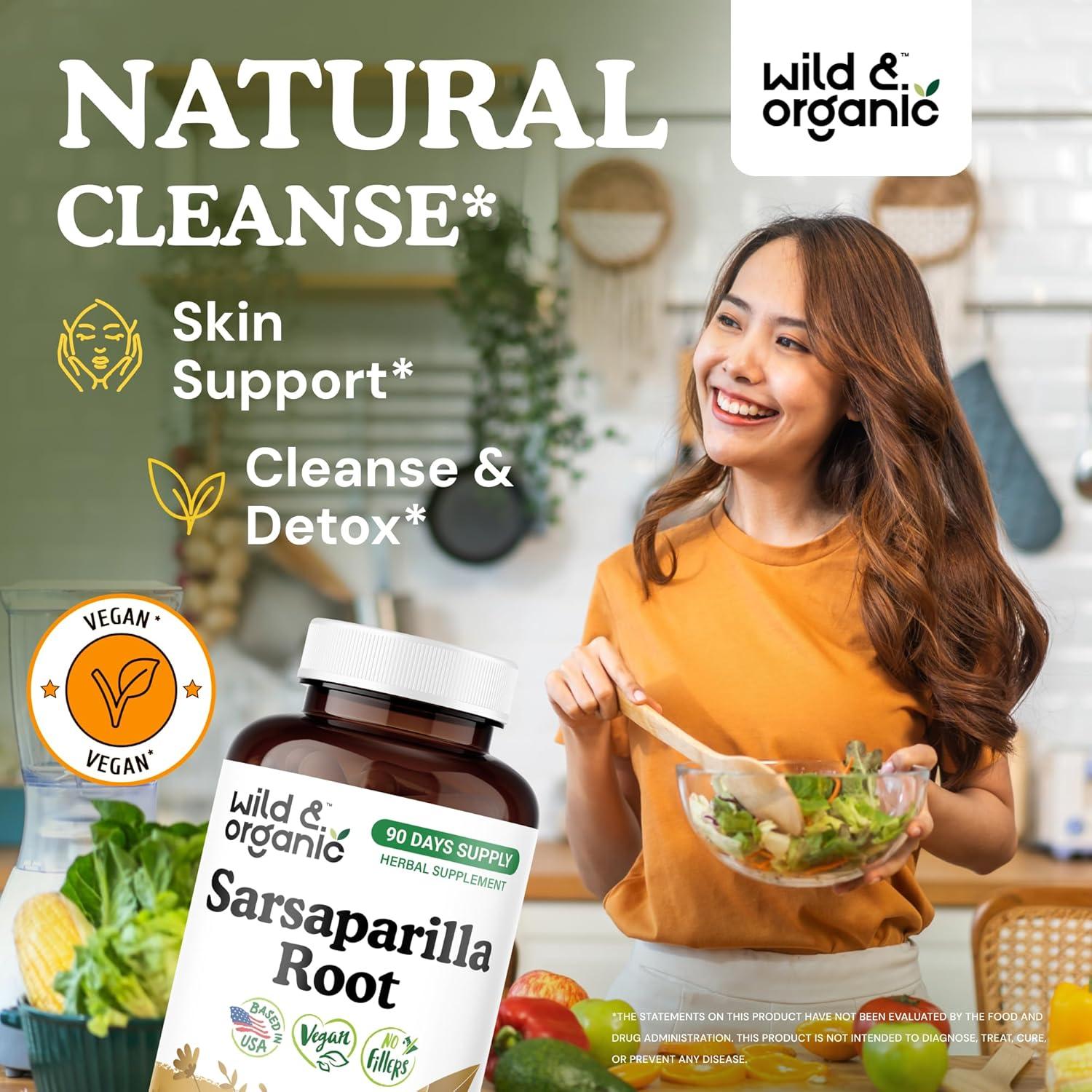 Cápsulas de Raíz de Sarsaparilla Silvestre 1000mg - 180 Unidades