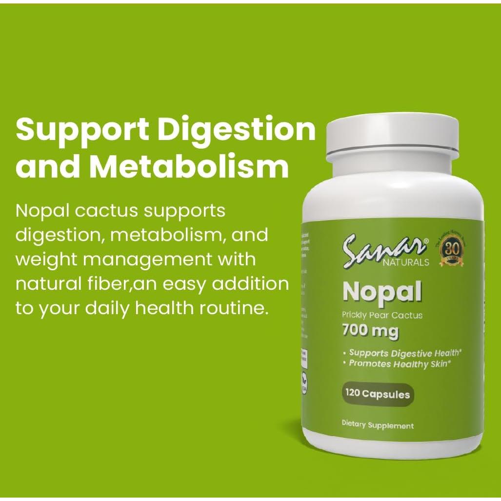Cápsulas de Nopal Sanar Naturals - Suplemento Digestivo 120 Unidades