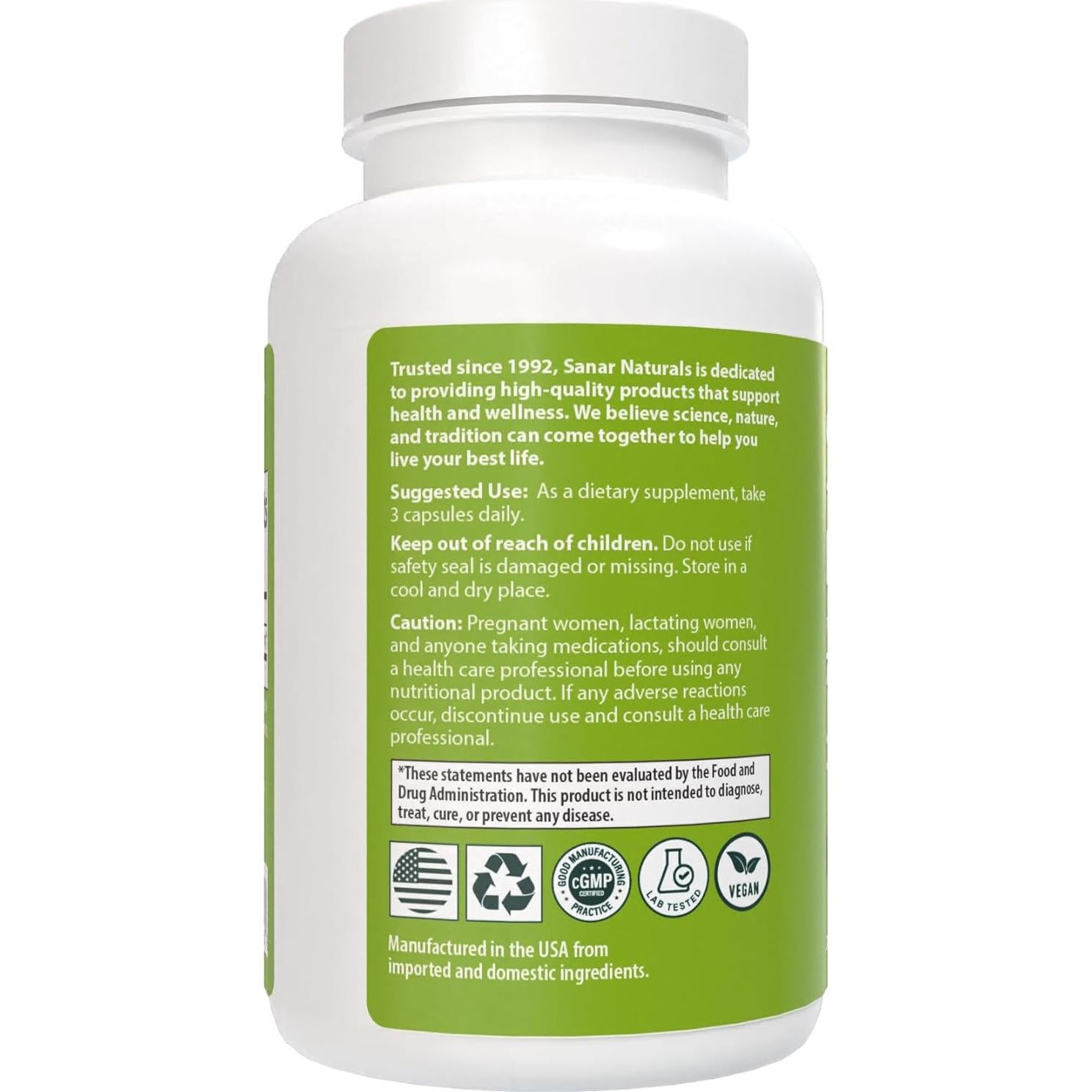 Cápsulas de Nopal Sanar Naturals - Suplemento Digestivo 120 Unidades