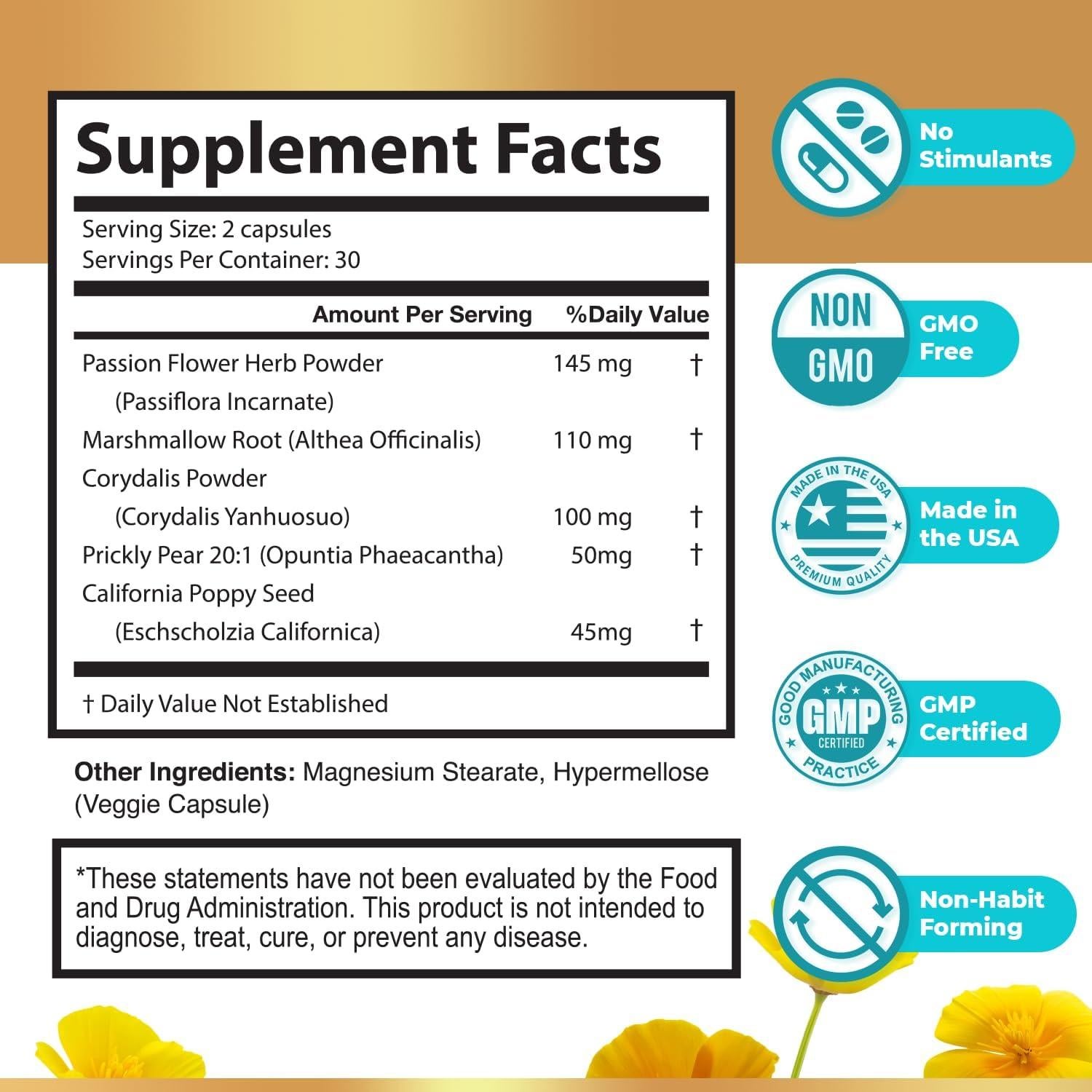 NerveCalm Suplemento Natural Calm 60 Cápsulas Veganas