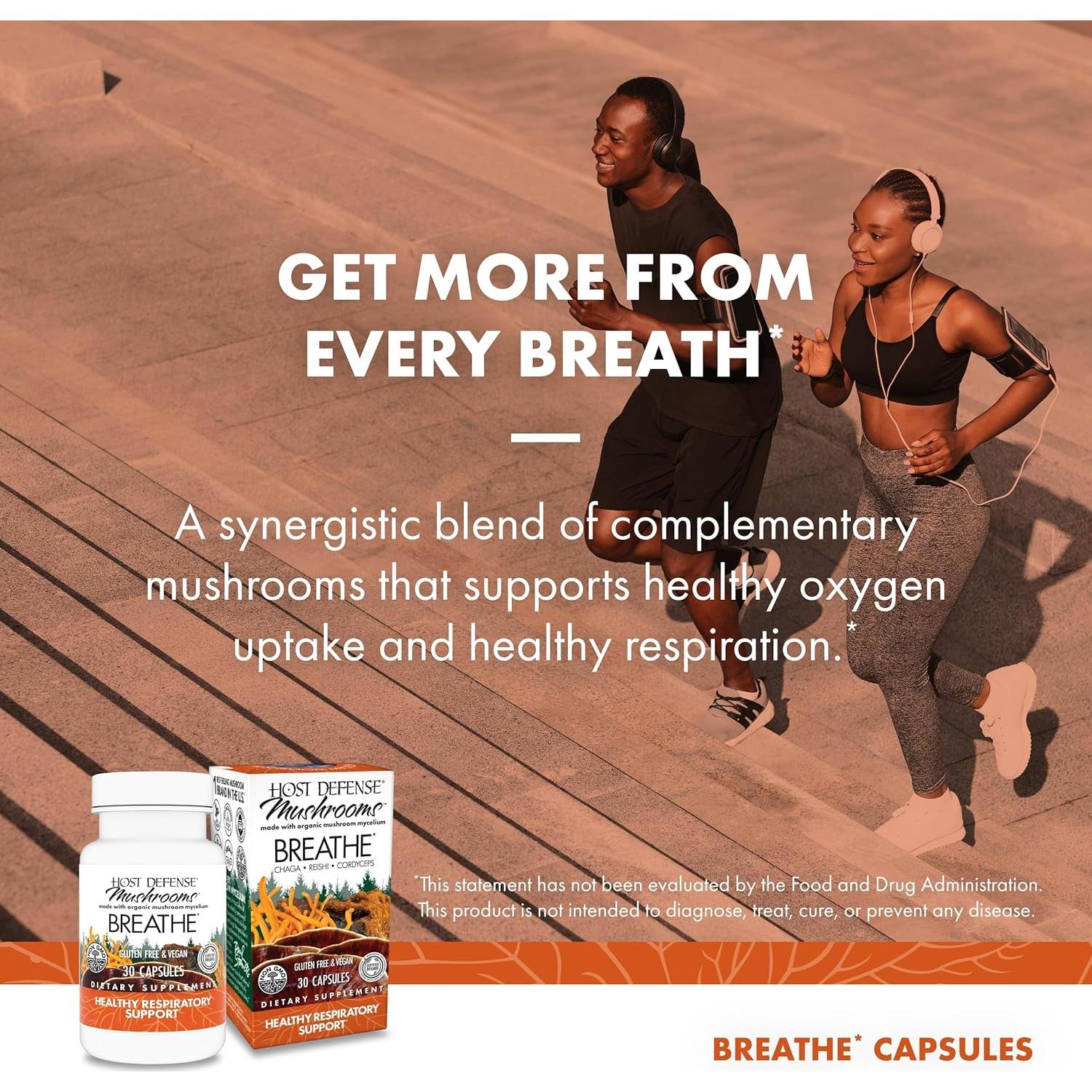 Cápsulas Host Defense Breathe - Suplemento Inmunológico 30 Cápsulas