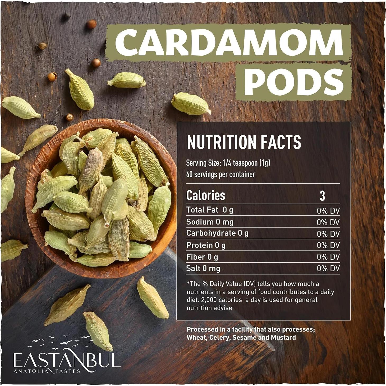 Vainas de Cardamomo Verde Eastanbul 60g 100% Natural Vegano