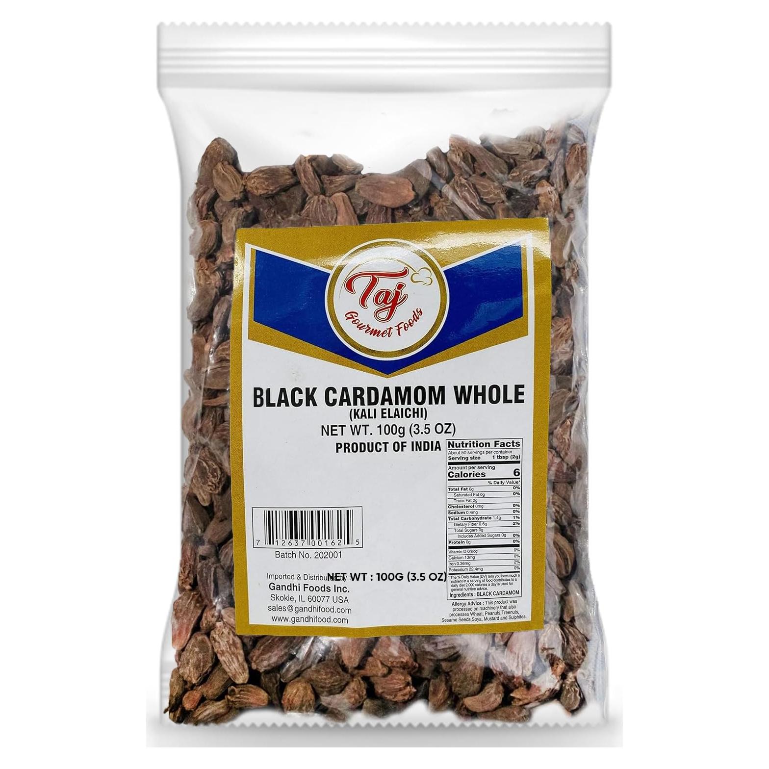 Cardamomo Negro TAJ Gourmet 99.22 g - Kali Elaichi