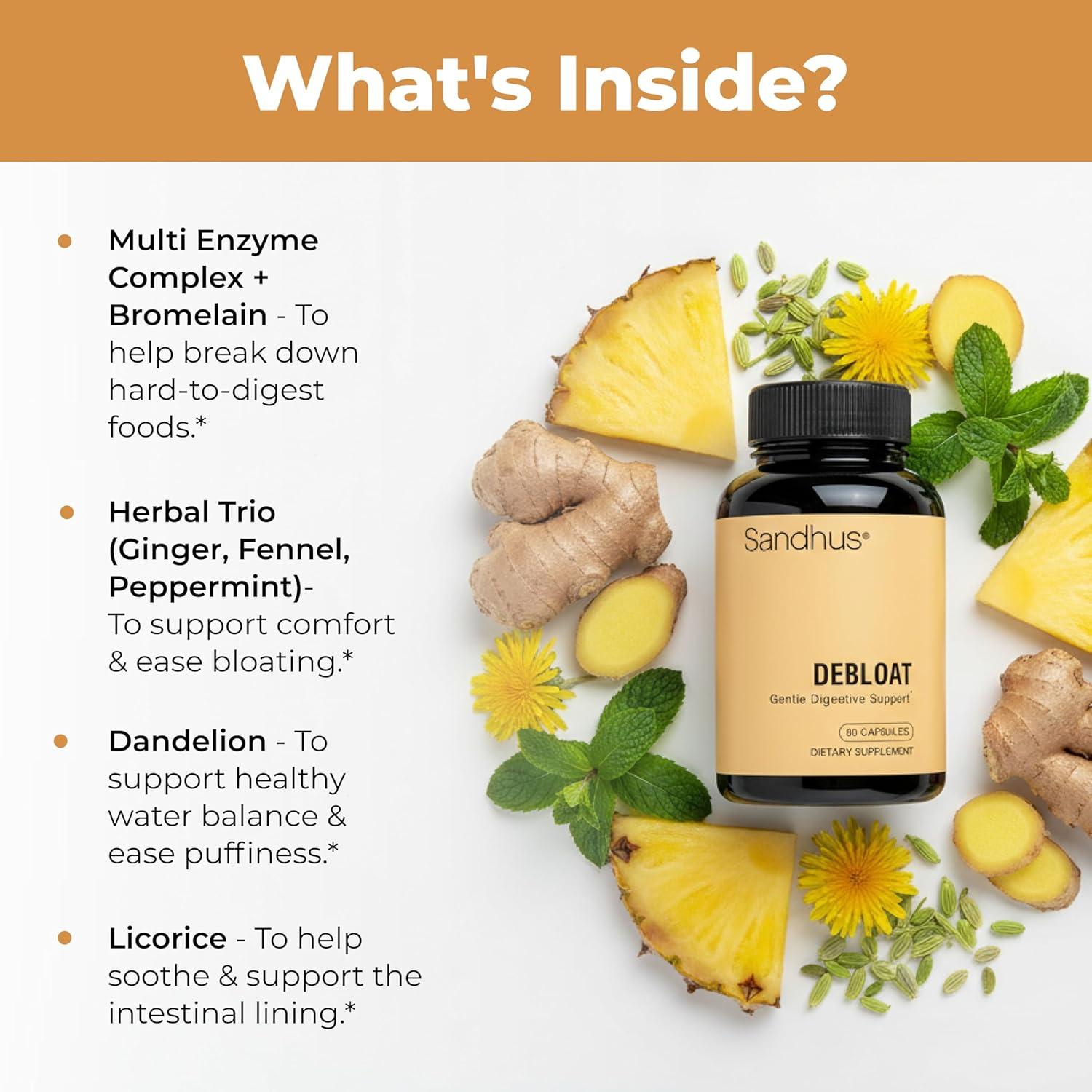Cápsulas Digestivas Debloat Sandhu | 60 Unidades | Alivio Rápido