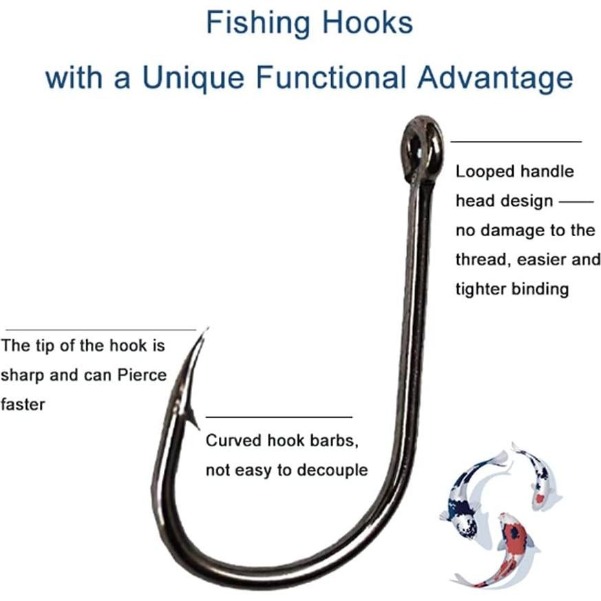 300 Anzuelos de Pesca OstWony de Acero Alto Carbono 10 Tipos