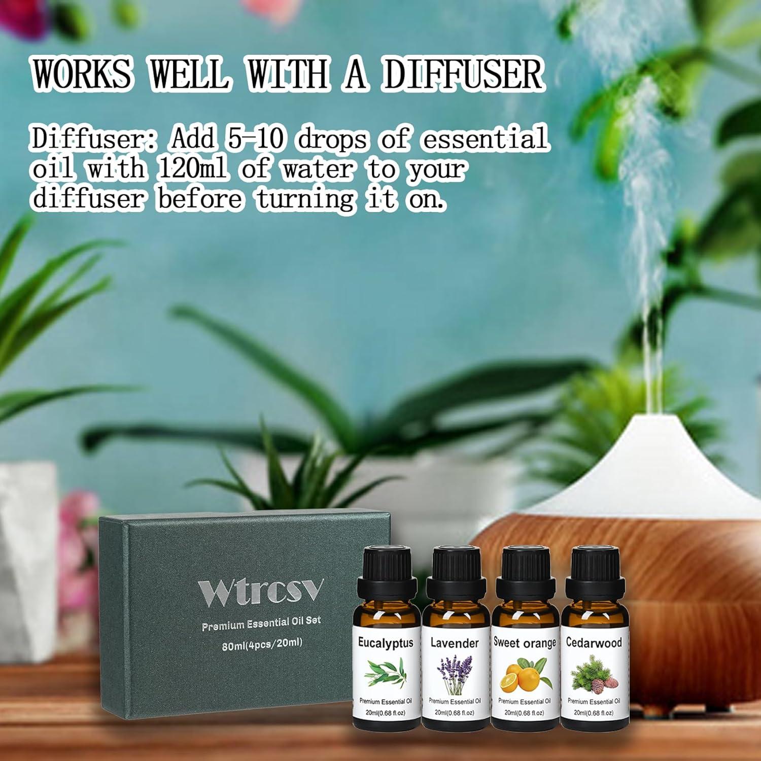 Juego de Aceites Esenciales Wtrcsv - Eucalipto, Lavanda, Naranja Dulce