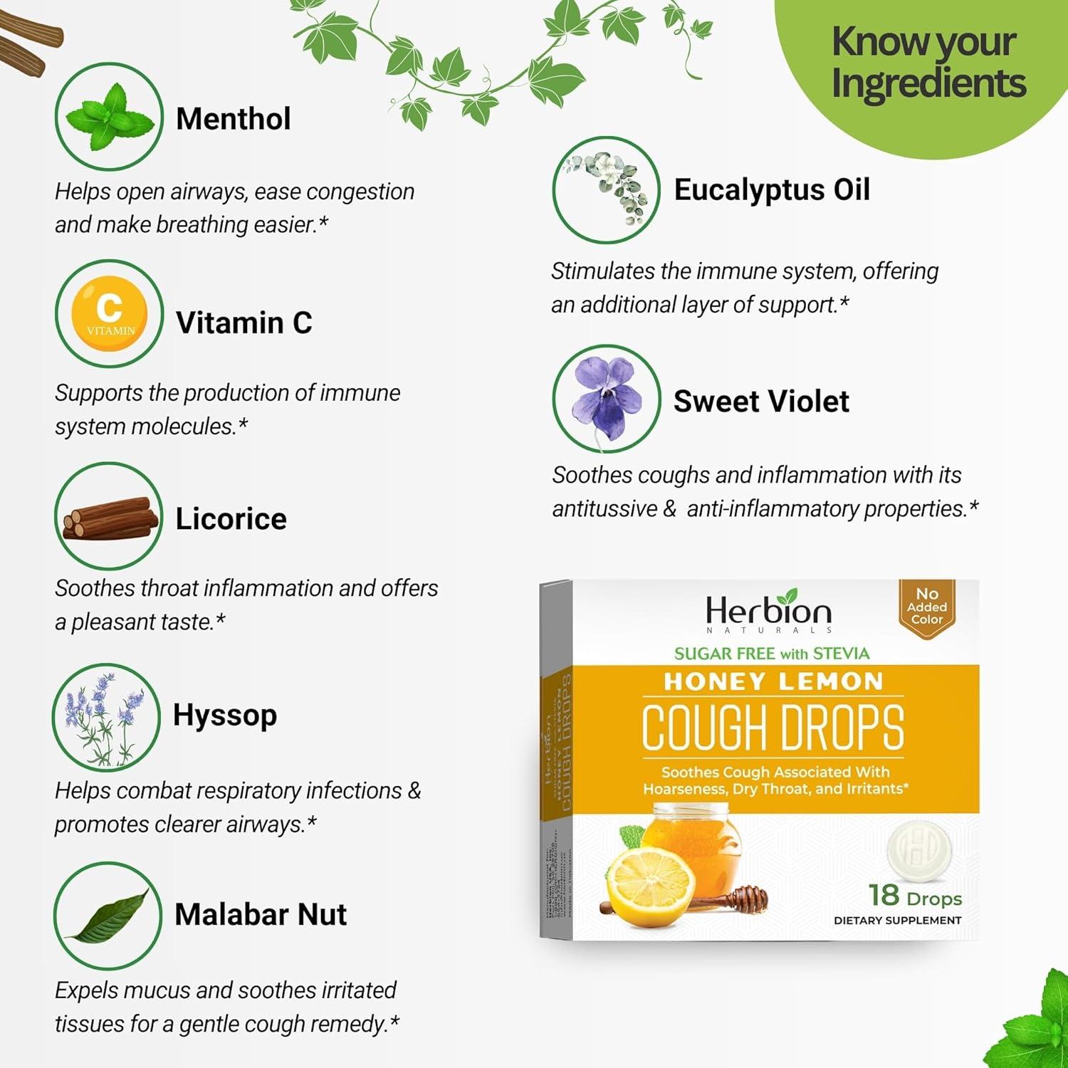 Caramelos para la Tos Herbion Naturals Sin Azúcar 25 Unidades