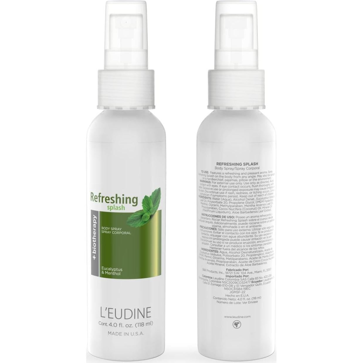 Spray Refrescante L'EUDINE 118 ml Eucalipto Menta Aloe
