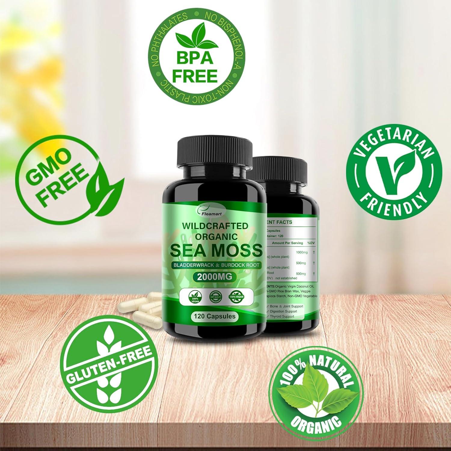 Cápsulas de Musgo Marino Irlandés 120ct Fleamart 1000mg