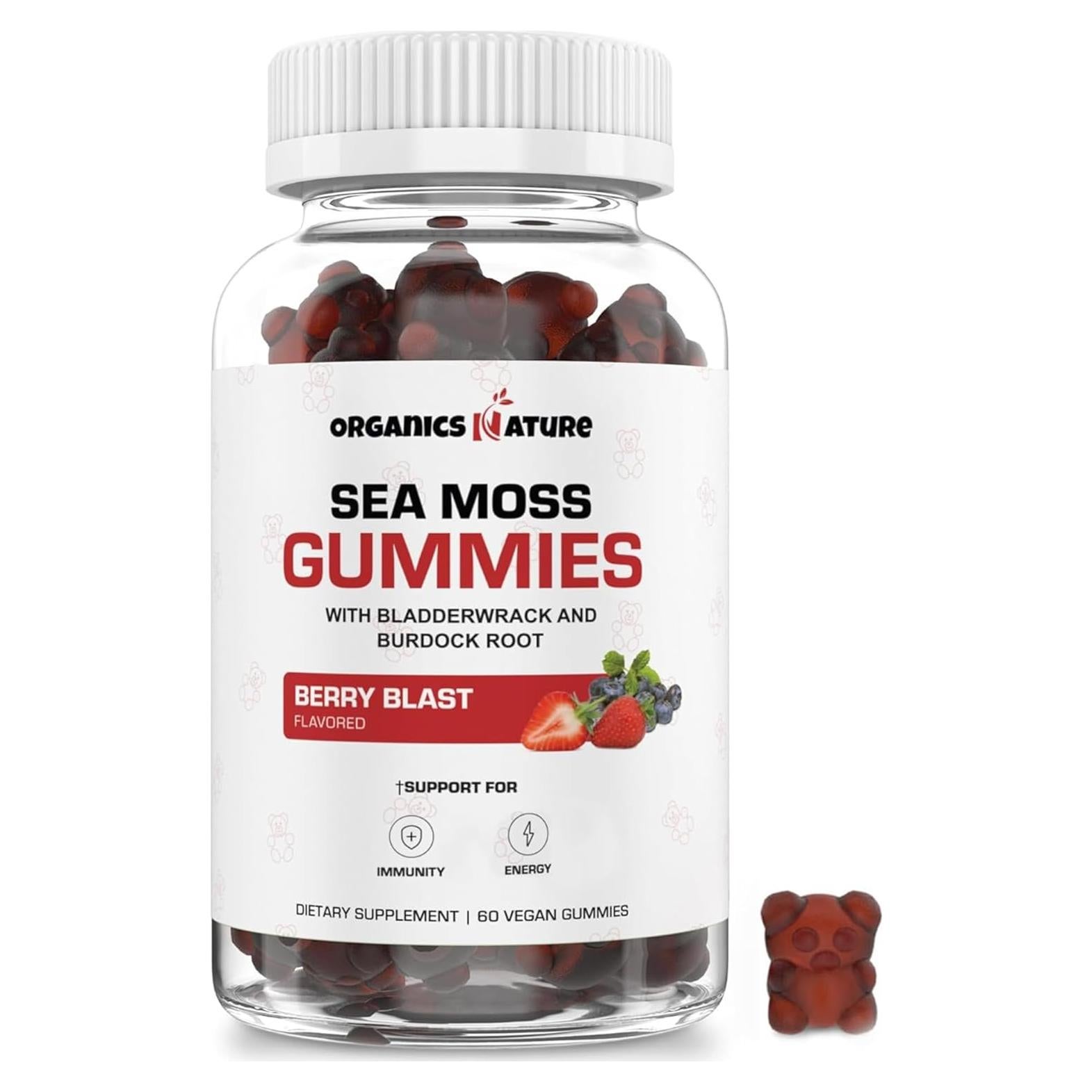 Gomitas de Musgo Marino Orgánico New Age 60 Unidades Sabor Bayas