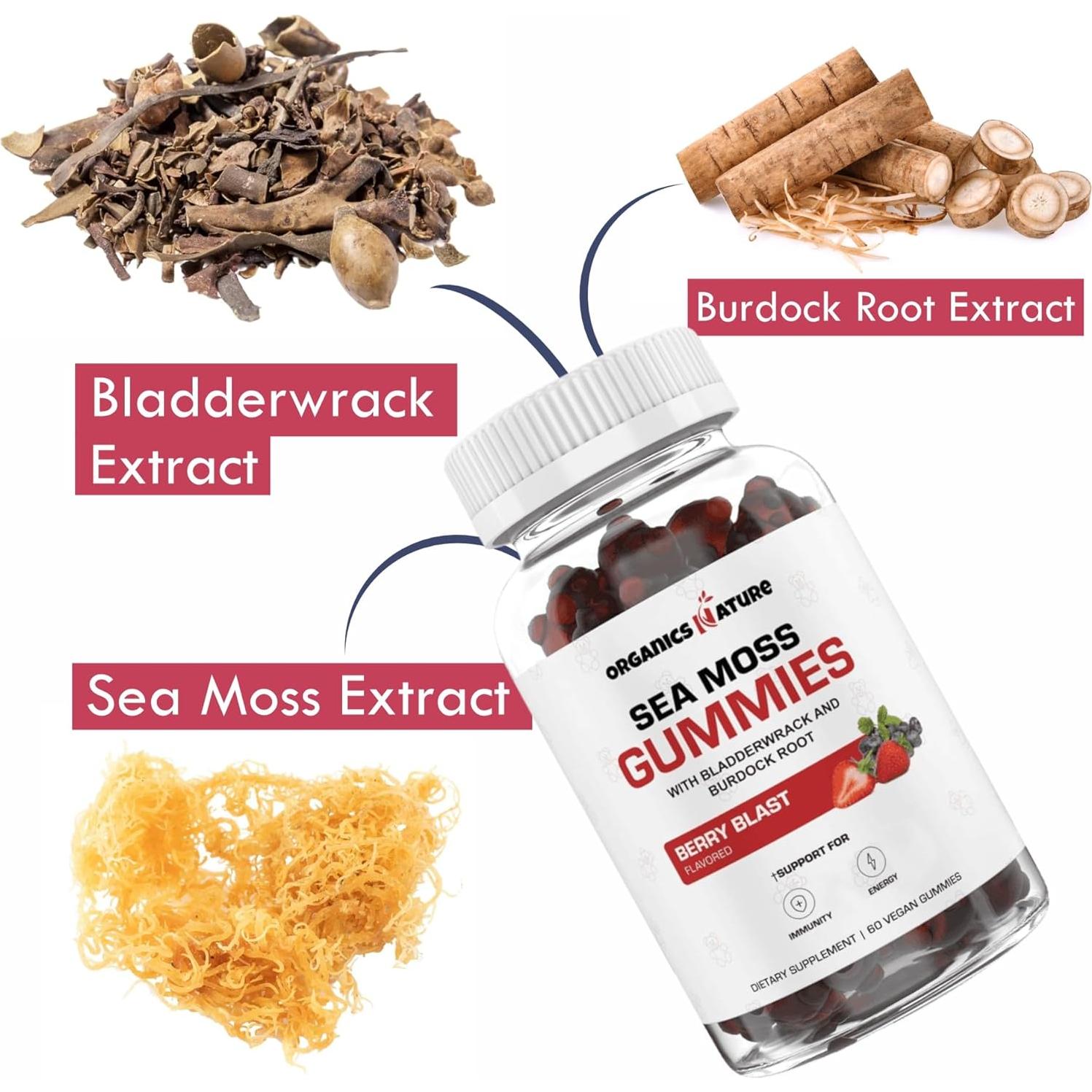 Gomitas de Musgo Marino Orgánico New Age 60 Unidades Sabor Bayas