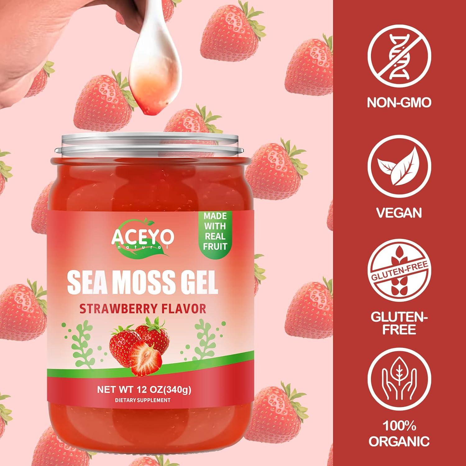 Gel de Musgo Marino Irlandés Crudo ACEYO Sabor Fresa 360g