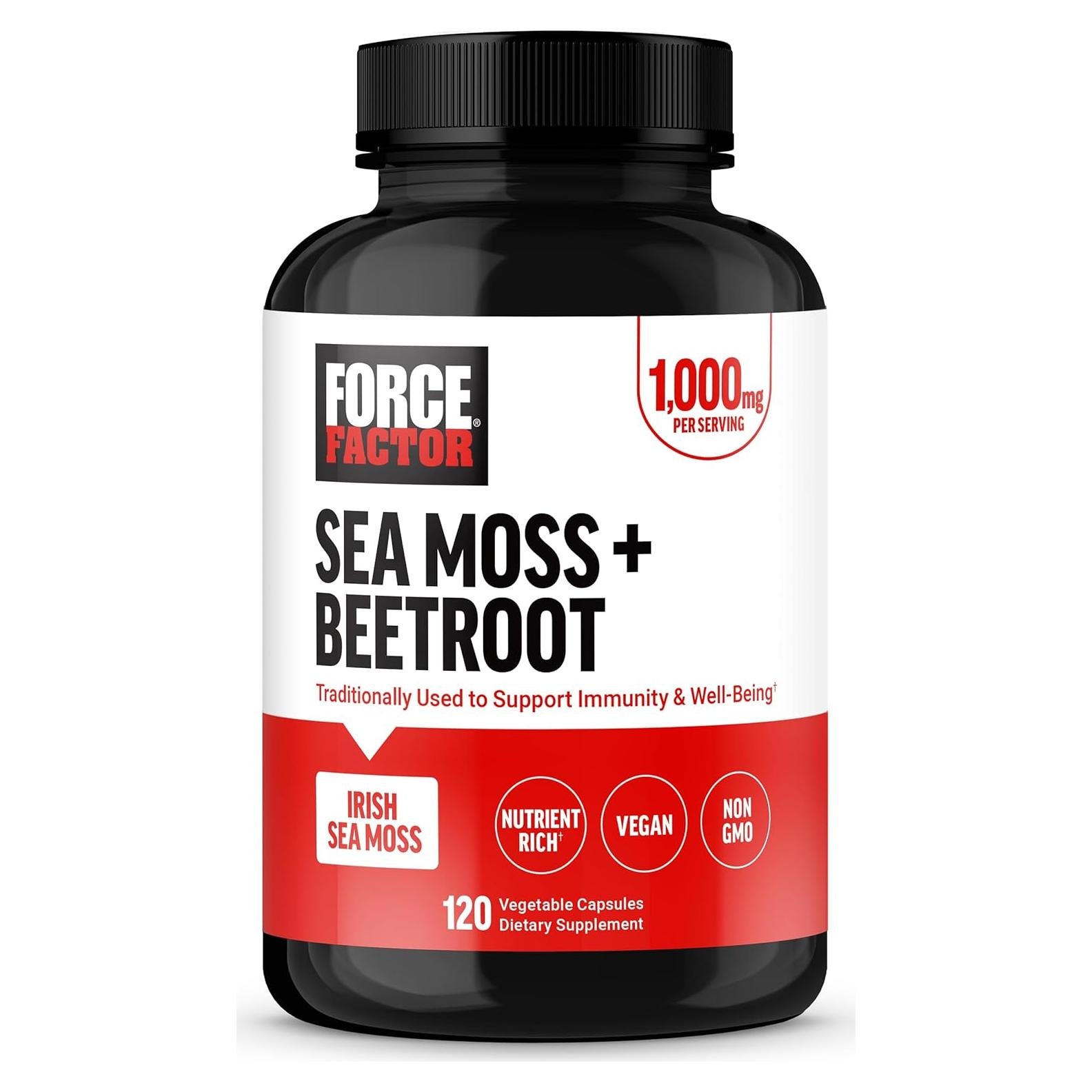Suplemento Musgo Marino Irlandés + Remolacha Force Factor 120 Cápsulas Veganas