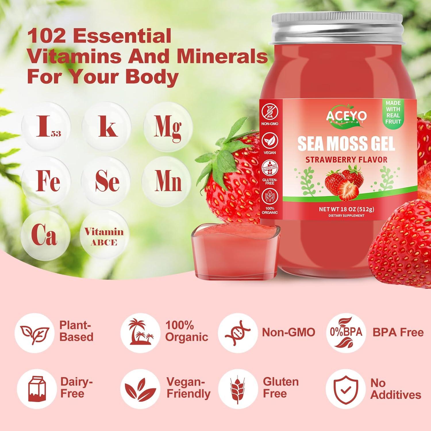 Gel de Musgo Marino Irlandés ACEYO 510g Sabor Fresa Vegano