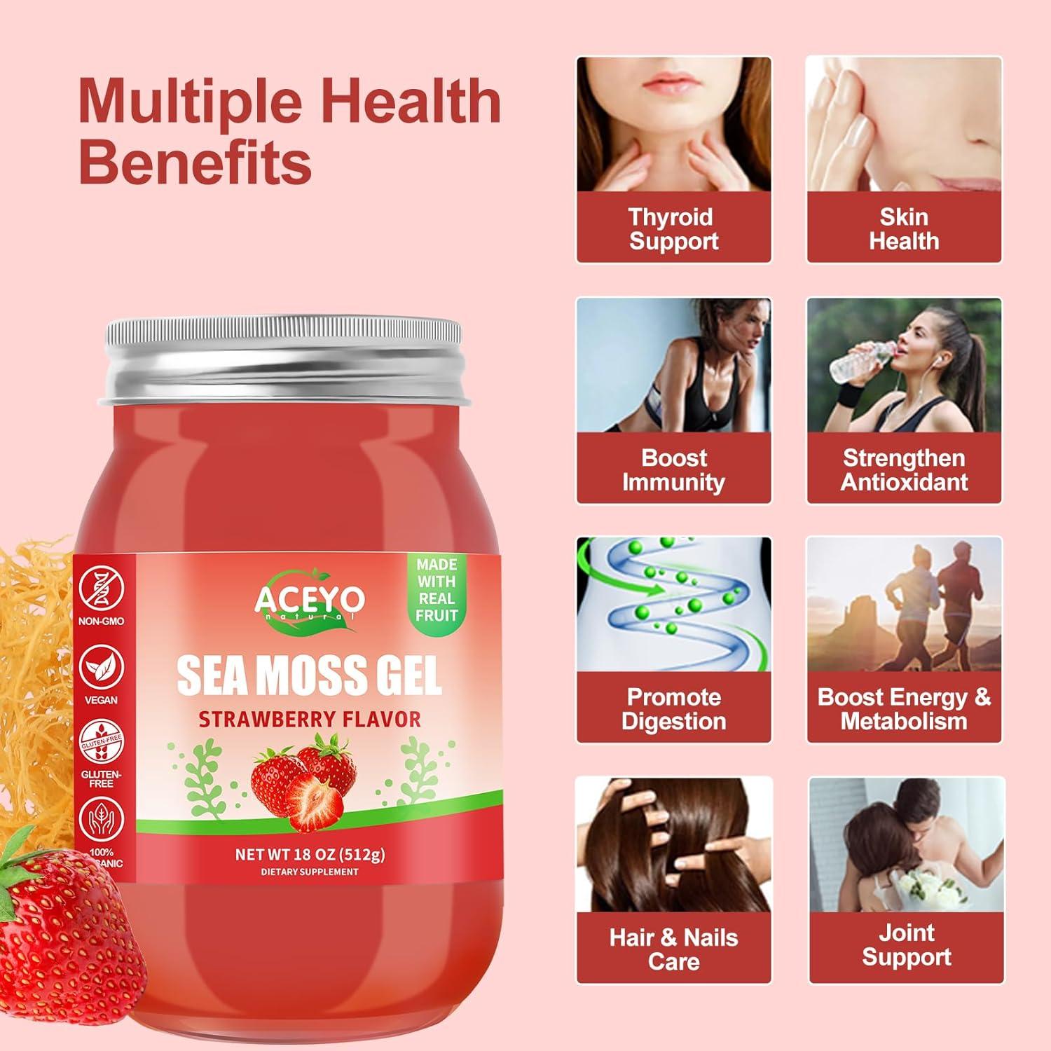 Gel de Musgo Marino Irlandés ACEYO 510g Sabor Fresa Vegano